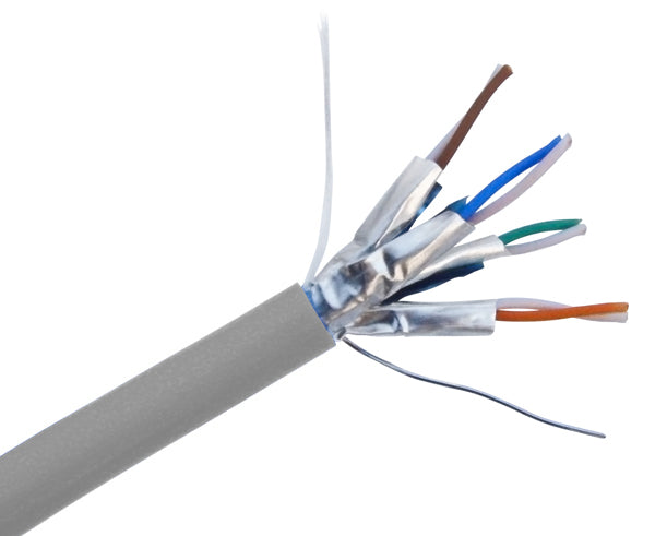 CAT6A Slim 28 AWG Stranded Shielded Bulk Ethernet Cable 1000ft - High Speed Indoor Network Cable, Grey - Perfect for Office Networking, Data Centers & Home Internet Setup