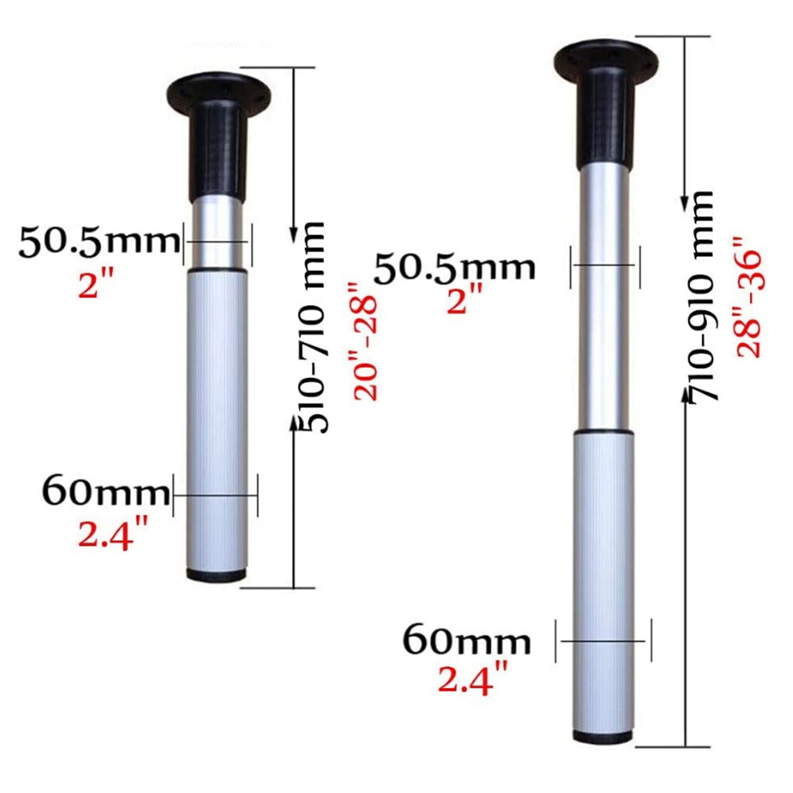 EEUK Telescoping Table Legs Rv - Adjustable Aluminum Alloy Foldable Dining Table Legs, DIY Furniture Replacement Legs for Dining Tables, Perfect for RV, Camping, and Outdoor Use