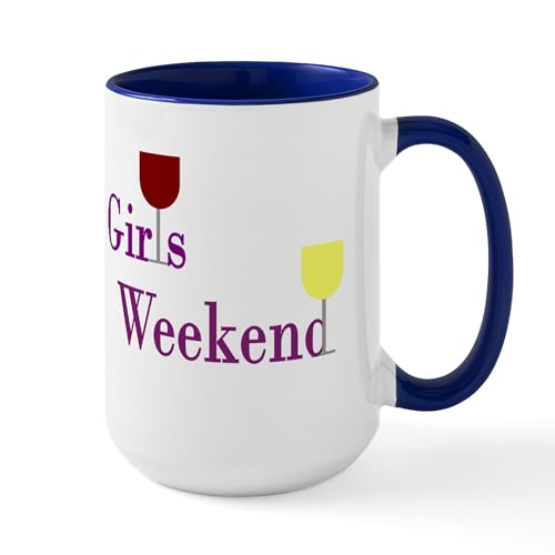 White/Navy Inside - Girls Weekend Wine Large Mug