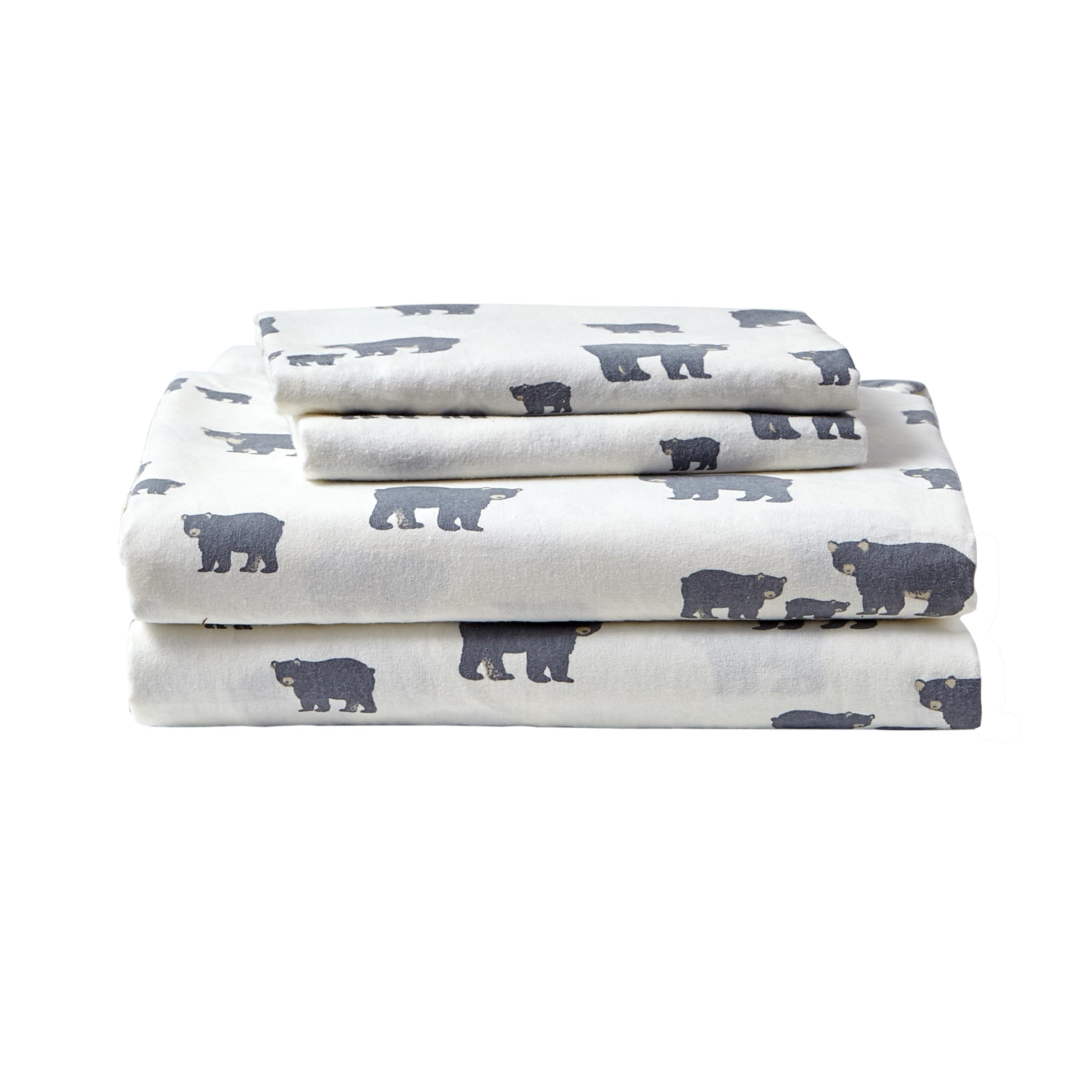 Eddie Bauer Queen Size Cotton Flannel Bed Sheet Set - Ultra Soft Brushed Flannel Bedding for Winter, Cozy Home Decor (Bear Family Print) - Perfect for Cold Weather & Holiday Gift Giving