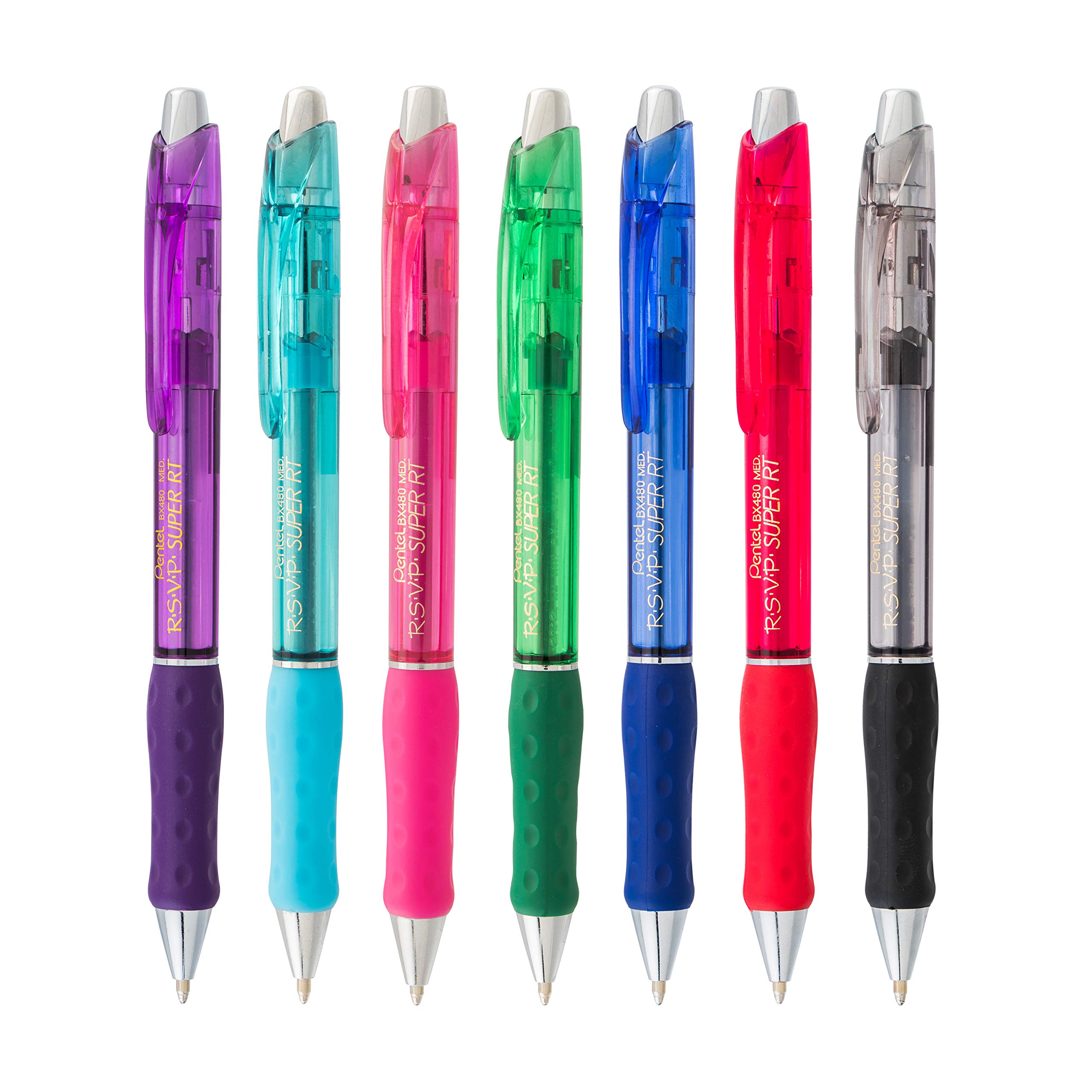 Pentel RSVP Super RT Ballpoint Pens - 1.0mm Medium Point, Smooth Writing Pink Ink, 12-Pack (BX480-P) - Perfect for Office, School & Everyday Use