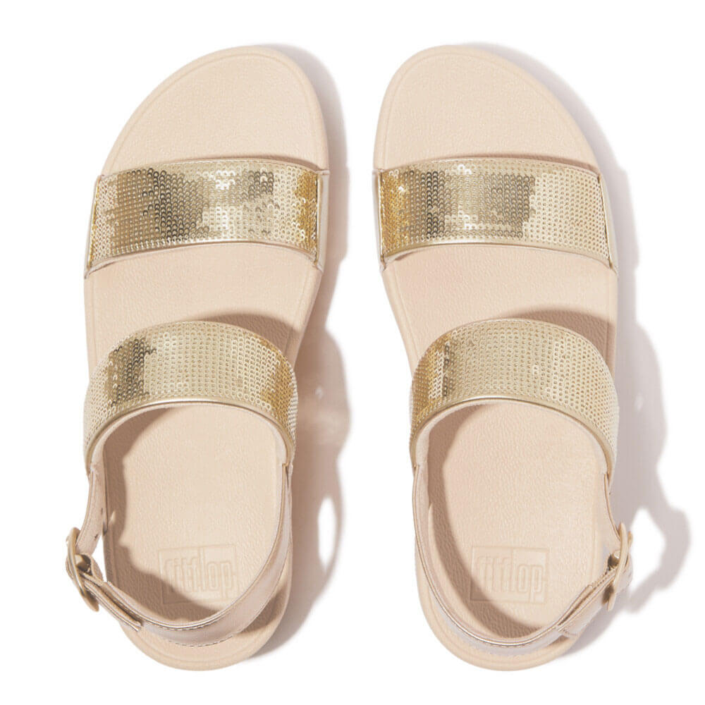 FitFlop Lulu Sequin Slide Backstrap Sandals for Women | Comfortable & Stylish Platform Sandals | Perfect for Beach, Pool Parties & Summer Vacations