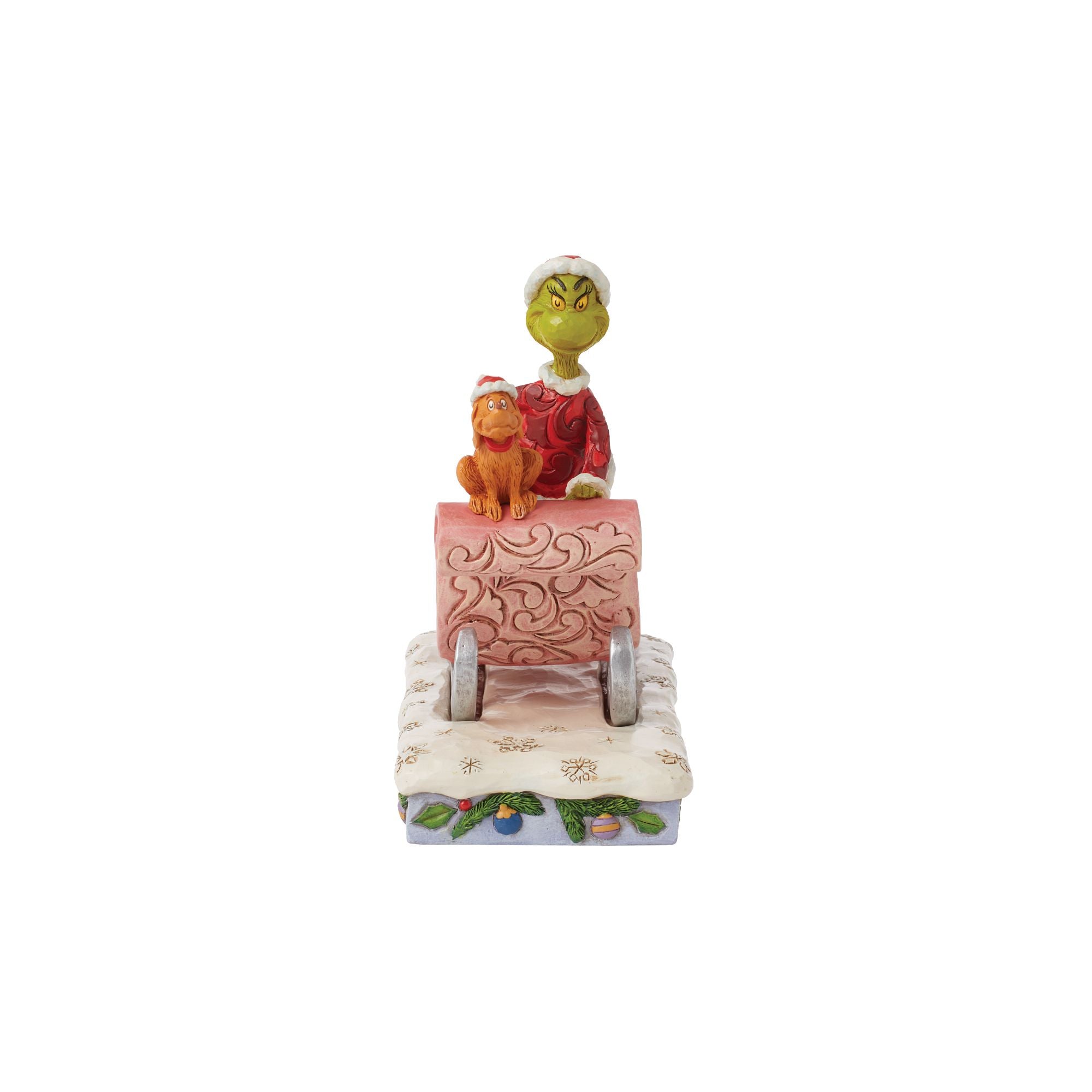 Grinch and Max on Sled Christmas Decor - Festive Holiday Home Decor for Xmas Tree, Mantel & Winter Wonderland Displays