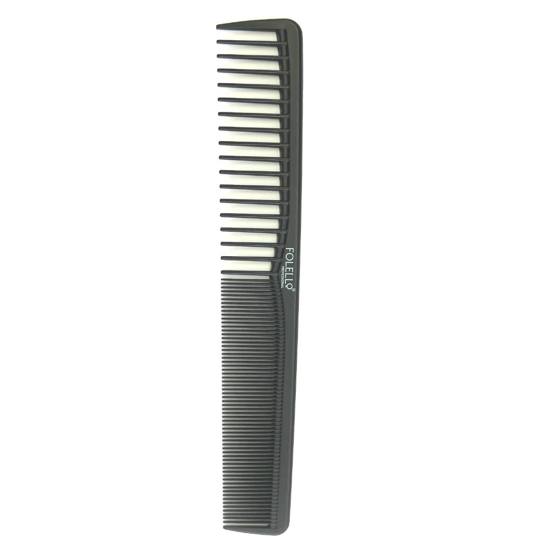 FOLELLO Professional Carbon Fiber Barber Comb - 175x30x5mm Durable Lightweight Hair Cutting Comb with Half Fine & Half Wide Teeth for Men & Women - Perfect for Salon Styling, Haircuts & Home Grooming