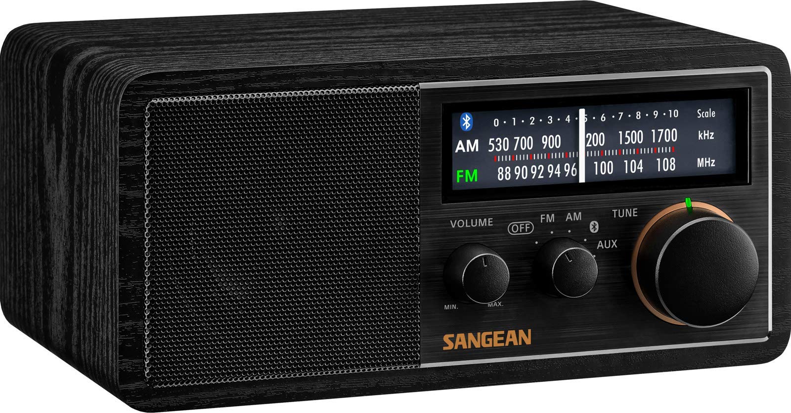 SANGEAN SG-118 AM/FM/Bluetooth Wooden Cabinet Radio with USB Phone Charging - Vintage Style Wireless Speaker for Home, Office & Outdoor Use (Renewed)