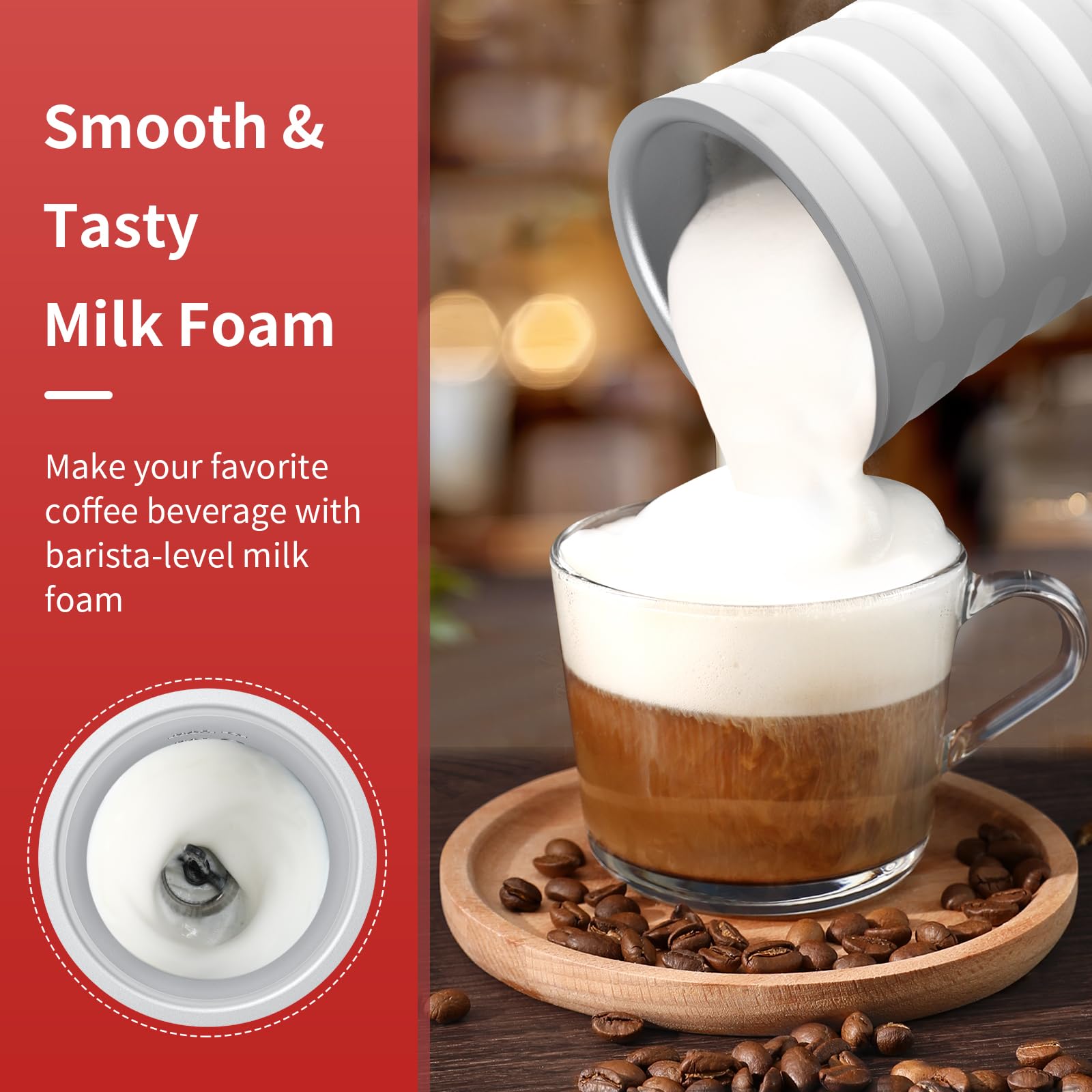 Paris Rhône 4-in-1 Electric Milk Frother & Steamer - Hot & Cold Foam Maker with Temperature Control & Auto Shut-Off - Perfect for Coffee, Latte, Cappuccino, Macchiato - Ideal for Home Baristas & Coffee Lovers