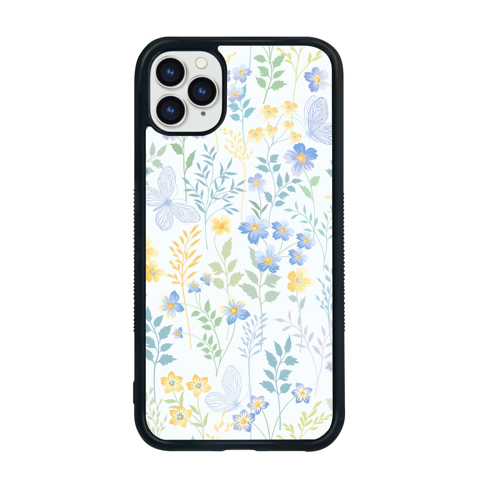 Floral Butterfly Phone Case for iPhone 11 Pro Max 6.5 Inch - Shockproof Protective Cute Flower Design Case for Women & Girls (Black) - Perfect Gift for Birthday, Valentine's Day & Everyday Use