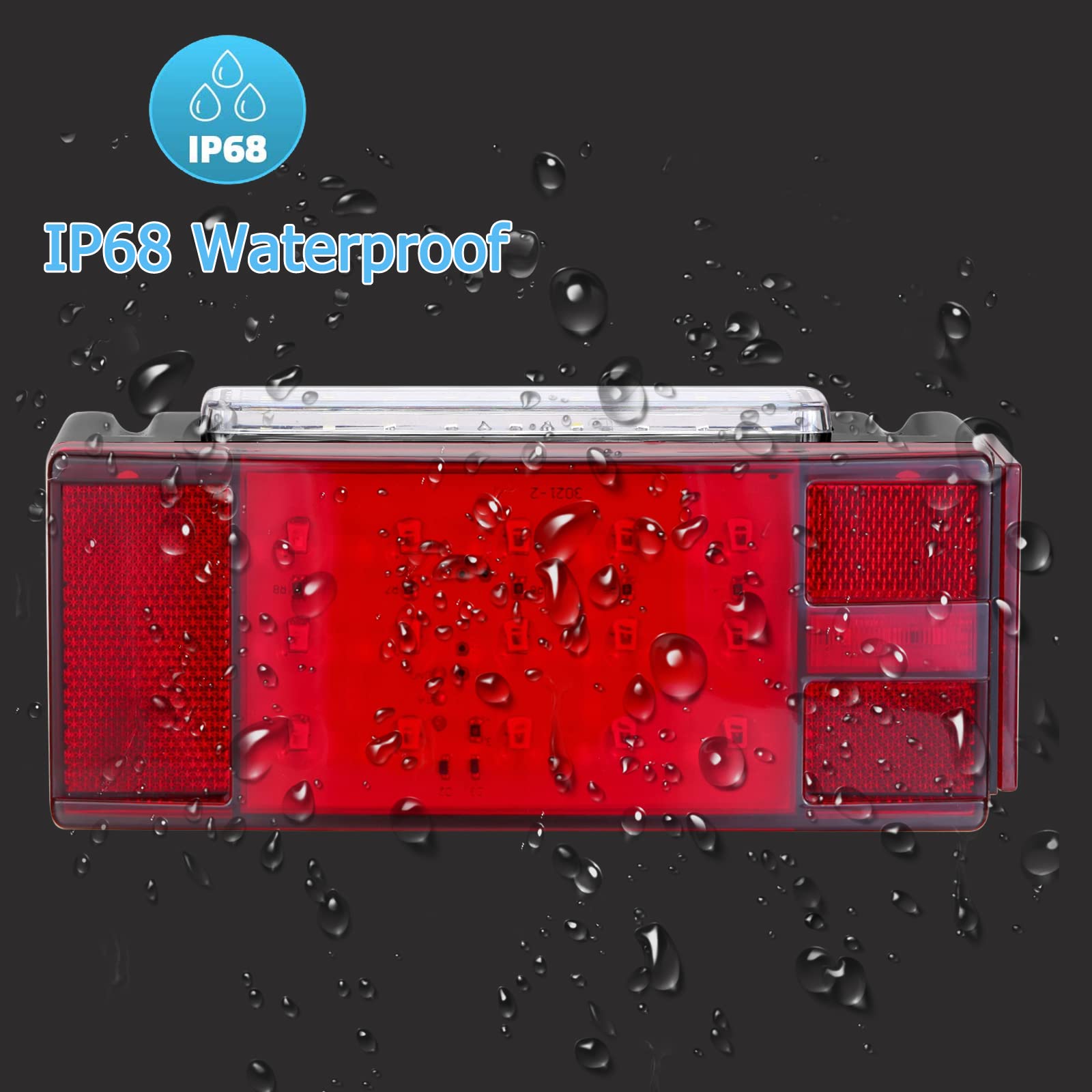 IP68 LED Boat Trailer Light Kit with Wiring Harness - 2 Amber Waterproof Lights for RV, Camper, Truck, Snowmobile (80+ Inches) - Perfect for Night Towing & Marine Trailering