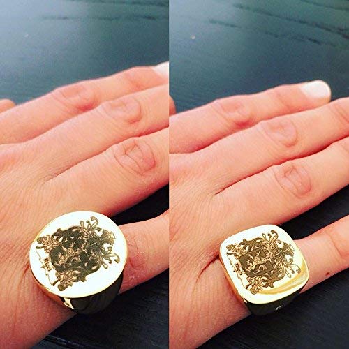 Handmade Artisan Family Crest Signet Rings - 14K Gold Pinky Rings for Men & Women - Personalized Engraving & Custom Monogram - Perfect for Weddings, Gifts & Heirloom Jewelry