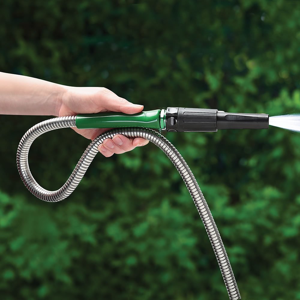100 FT Heavy Duty Metal Garden Hose - Durable, Flexible & Kink-Free Water Hose for Lawn, Yard, Garden Watering & Outdoor Cleaning