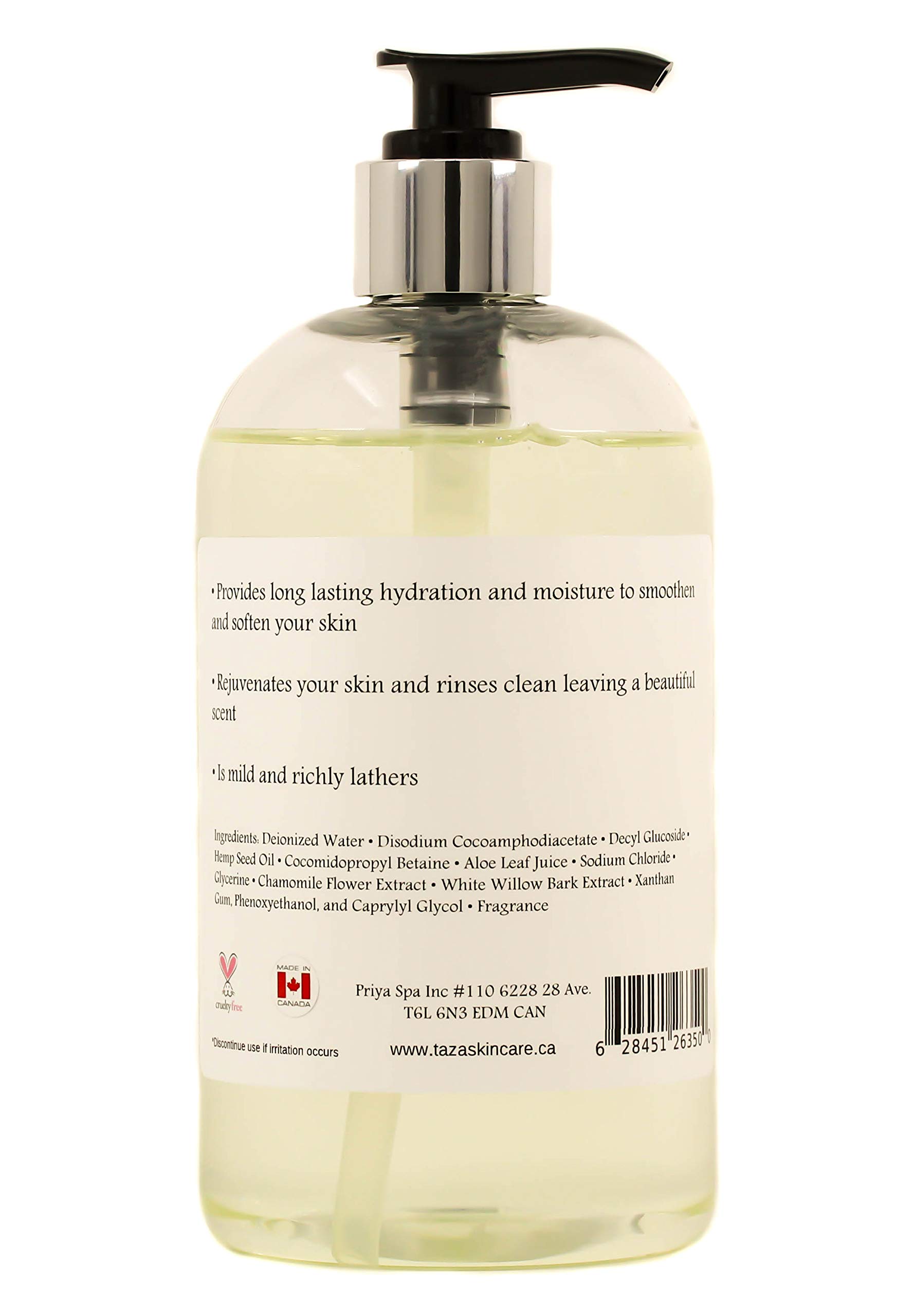 Premium Natural Omega-3 Hemp & Aloe Olive Body Wash for Soft Smooth Skin - 16 fl oz | Infused with Hemp Seed Oil, Aloe Juice, Chamomile & Willow Bark Extract | Hydrating & Soothing for Dry, Sensitive Skin | Perfect for Daily Shower & Spa Relaxation