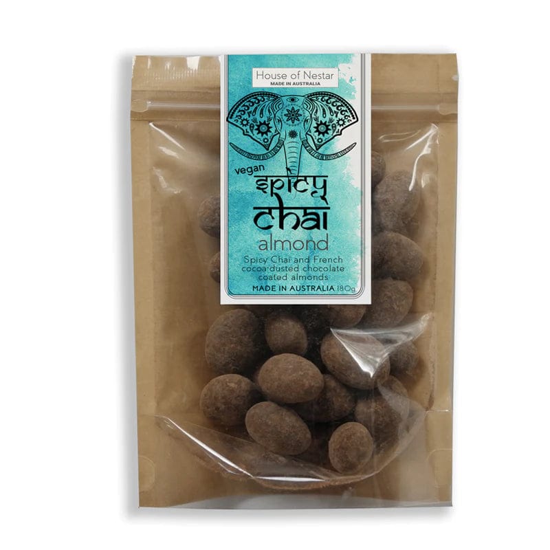 House of Nestar Chai Spicy Chocolate Covered Almonds 180g - Premium Snack for Office, Travel & Gift Giving