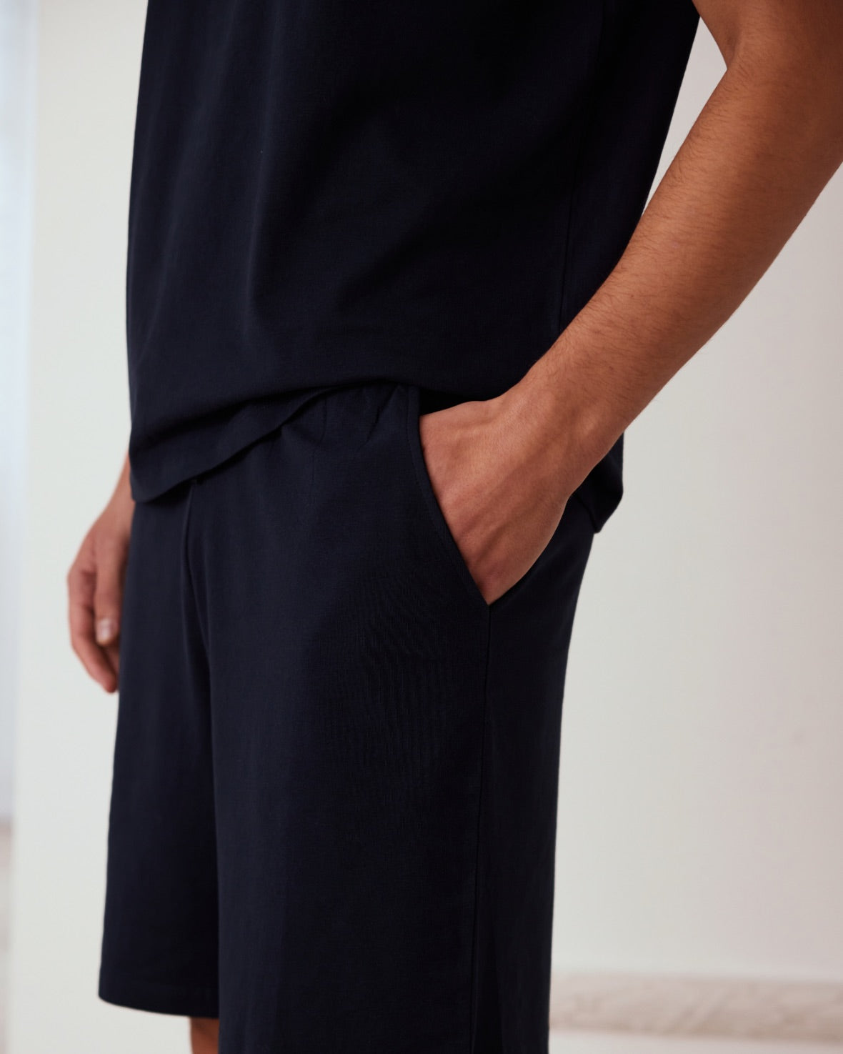 Organic Cotton Crew Neck Short Sleeve Pajama Set for Women - Soft & Breathable Sleepwear - Navy Blue - Perfect for Summer Nights & Lounge Wear