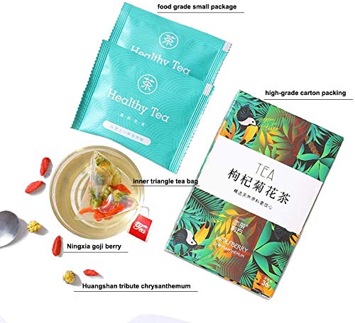 2 Boxes Goji Berries Chrysanthemum Tea Bags (24 Bags) - 100% Natural Chinese Herbal Tea with Wolfberry & Chrysanthemum for Immunity & Eye Health | Perfect for Relaxation, Detox & Daily Wellness Routine