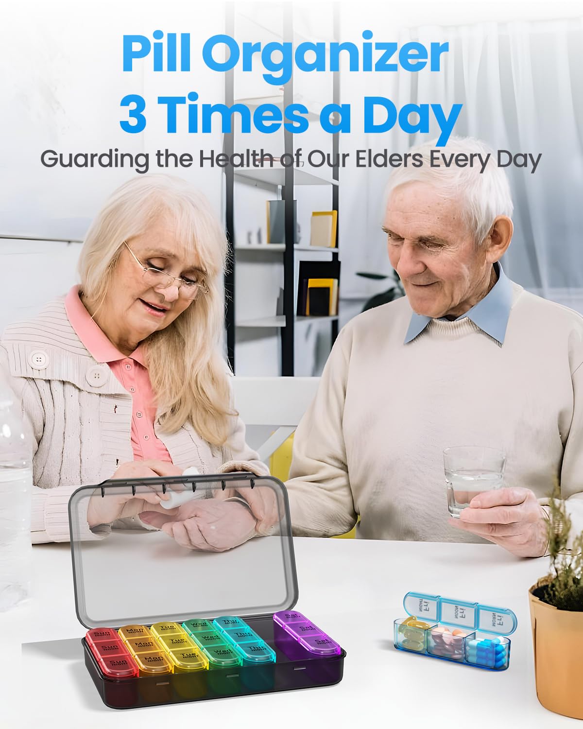 Weekly Pill Organizer 3 Times a Day - Large 7-Day Medicine Box with 3 Daily Compartments for Vitamins, Supplements & Medications | Perfect for Travel, Home Use & Elderly Care