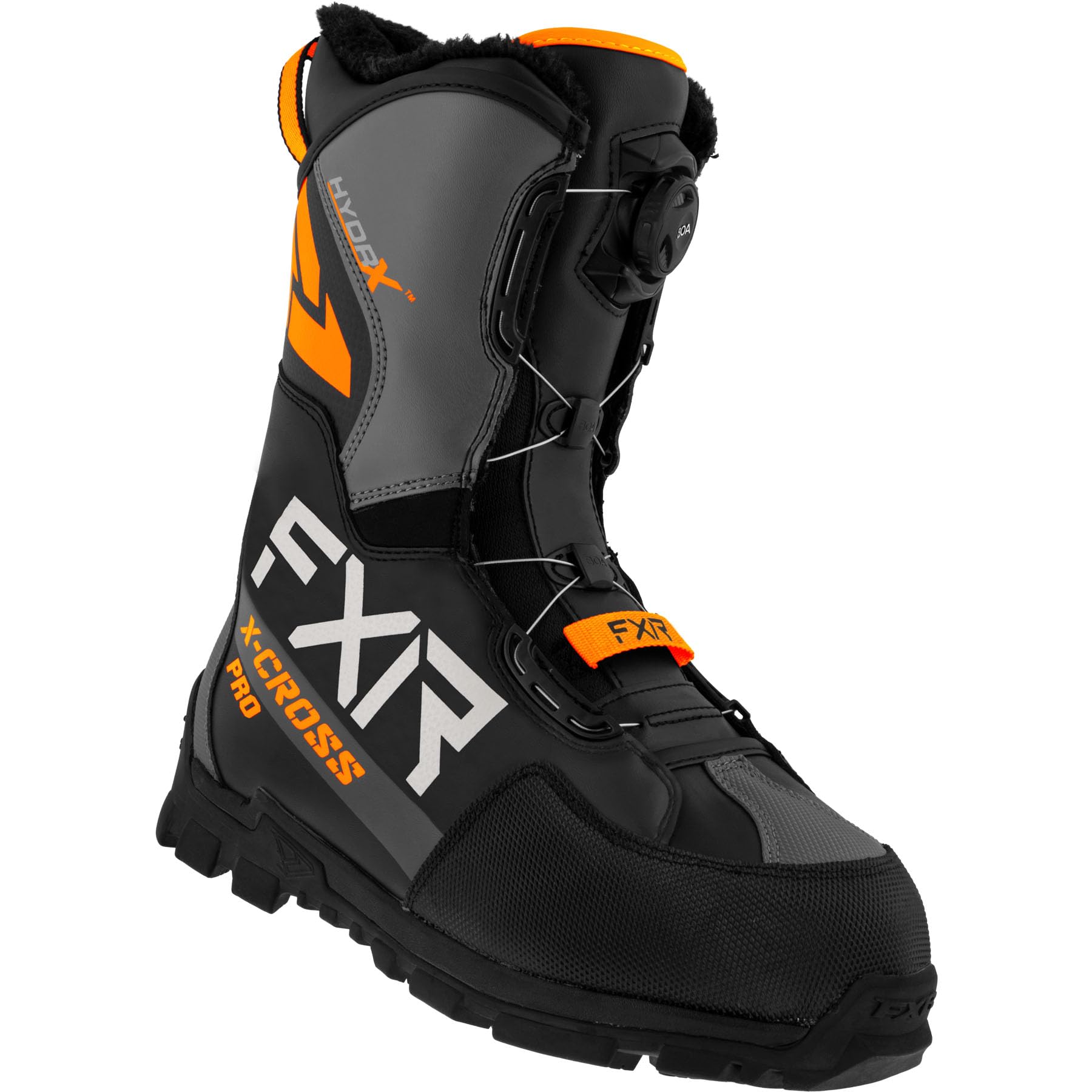 FXR X-Cross Pro BOA Snowmobile Boots for Men 2025 - Black/Orange - Size M12/EU46 - Waterproof Winter Boots for Snowmobiling & Outdoor Adventures