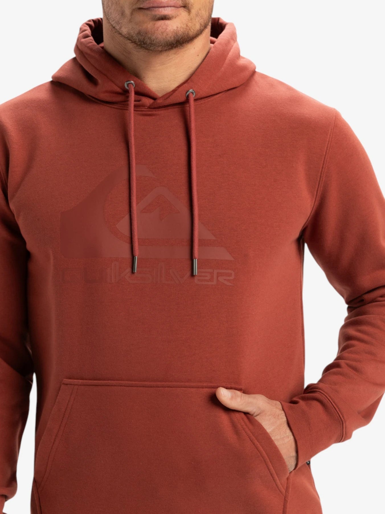 Quiksilver Men's Comp Logo Hoodie - Brick Red | Comfortable & Stylish Pullover for Casual Wear, Outdoor Activities & Street Fashion