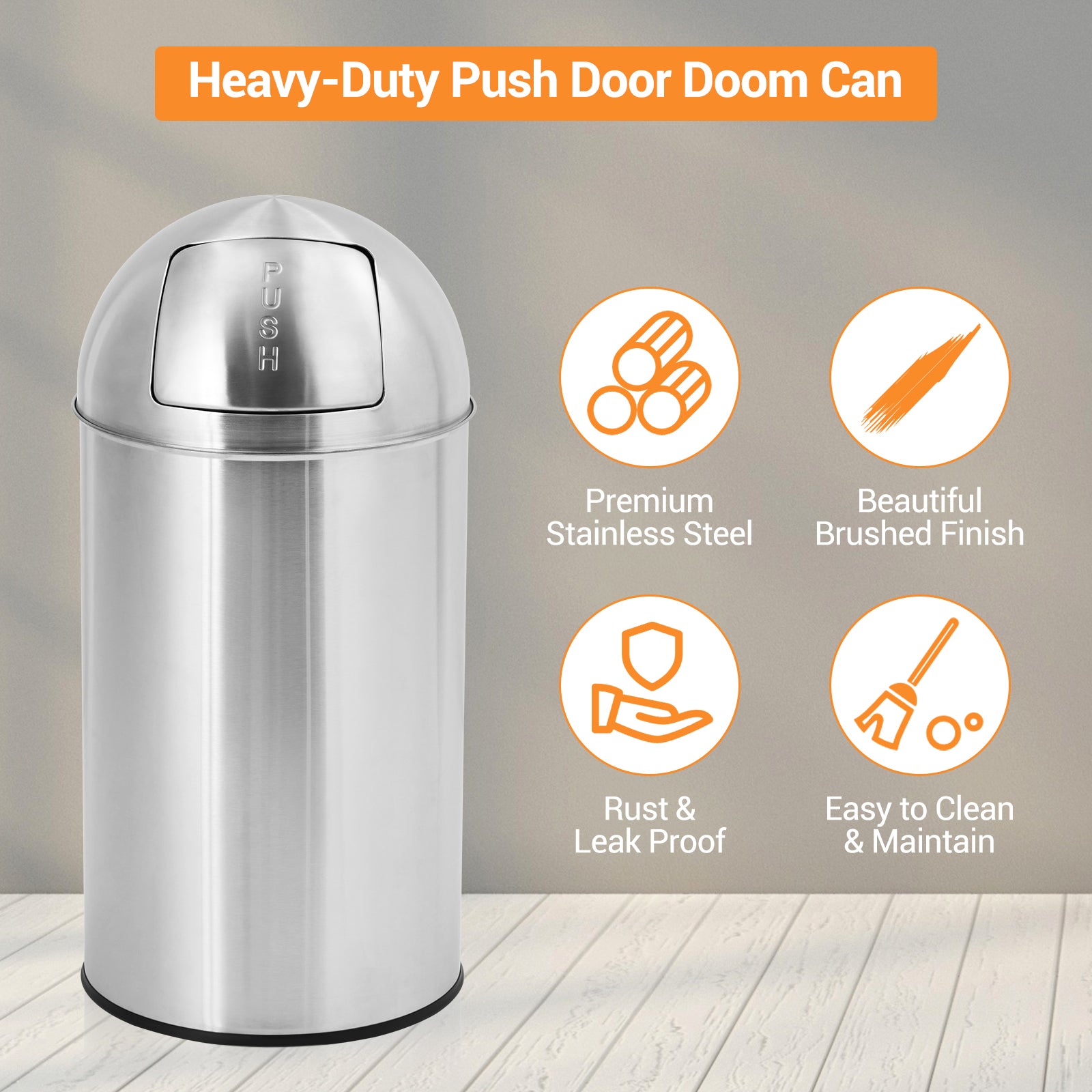 **GARVEE 18.5 Gallon (70 Liter) Stainless Steel Trash Can with Push Lid - Heavy Duty Commercial Garbage Bin, Removable Inner Bucket for Easy Cleaning - Perfect for Outdoor, Kitchen, Office & Restaurant Use**