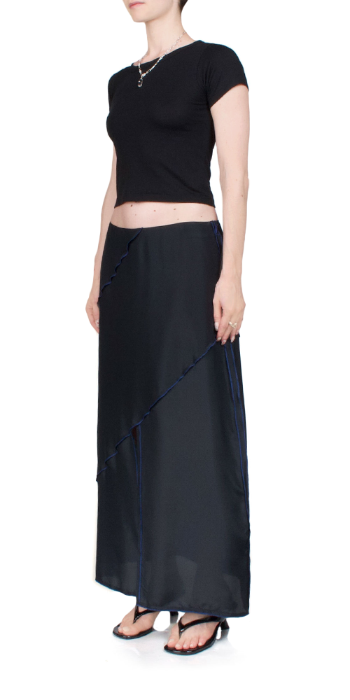 Stylish Deconstructed Midi Skirt in Black - Perfect for Casual Outings, Office Wear & Evening Events