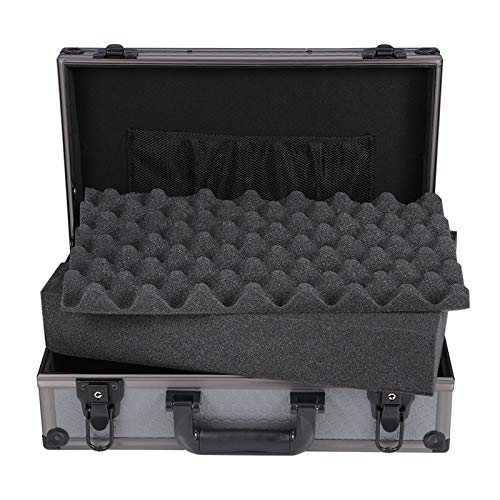 Portable Aluminum Hard Flight Case - Lockable Black Briefcase Tool Box for Equipment Storage | Durable Transport Case for Tools, Electronics & Travel Gear