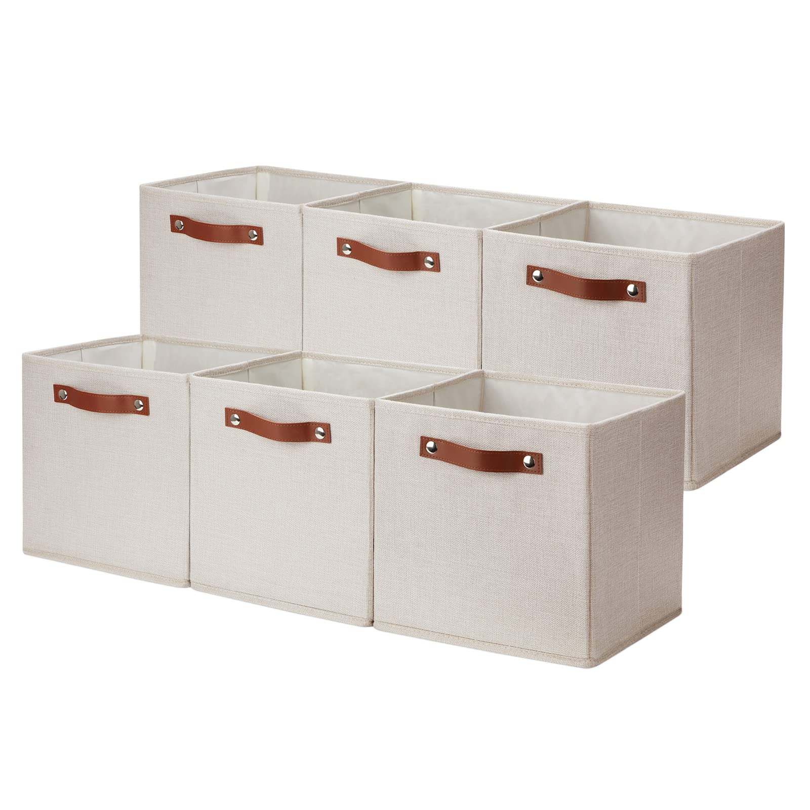 DULLEMELO 6-Pack Foldable Fabric Storage Bins with Handles - 11