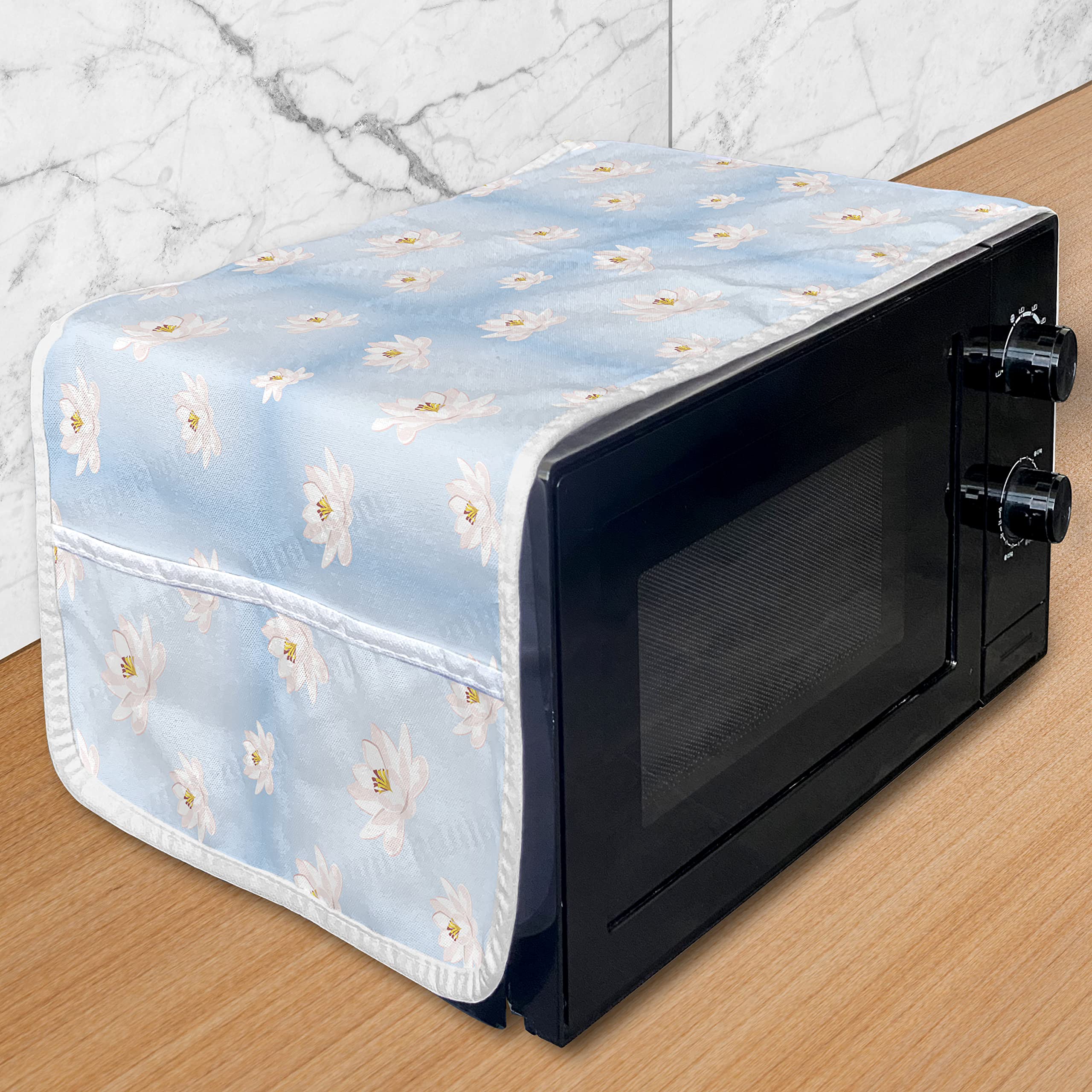 Ambesonne Floral Microwave Cover - Waterproof Kitchen Organizer with Pockets, 36