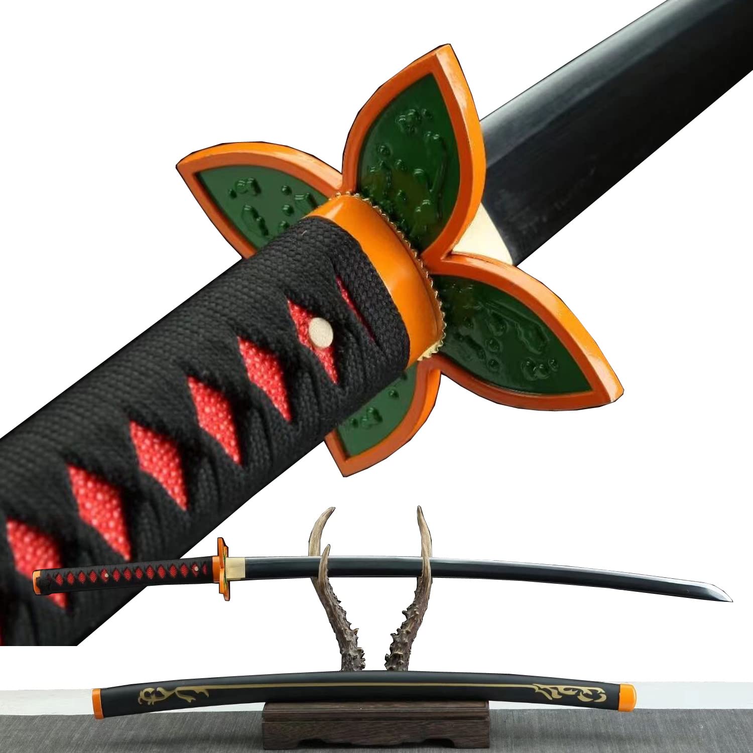 Demon Slayer Sword - Handmade 1060 Carbon Steel Samurai Katana with Full Tang Sharp Blade | Japanese Anime Cosplay Sword | Real Metal Weapon for Collectors, Martial Arts & Anime Enthusiasts | Perfect for Cosplay, Display & Training