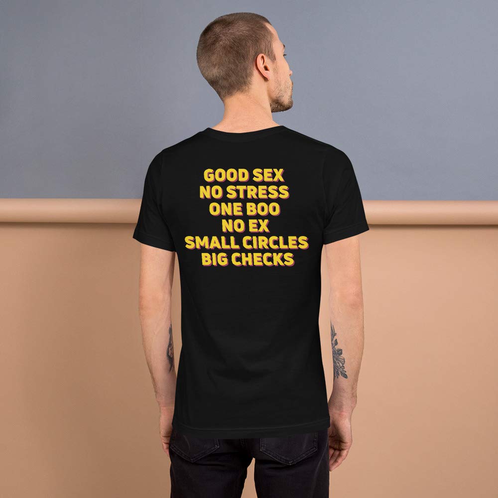 Unisex No Stress 'Good Sex' Graphic T-Shirt - Small Circle Big Checks Design - Comfortable Fit for Casual Wear & Street Style