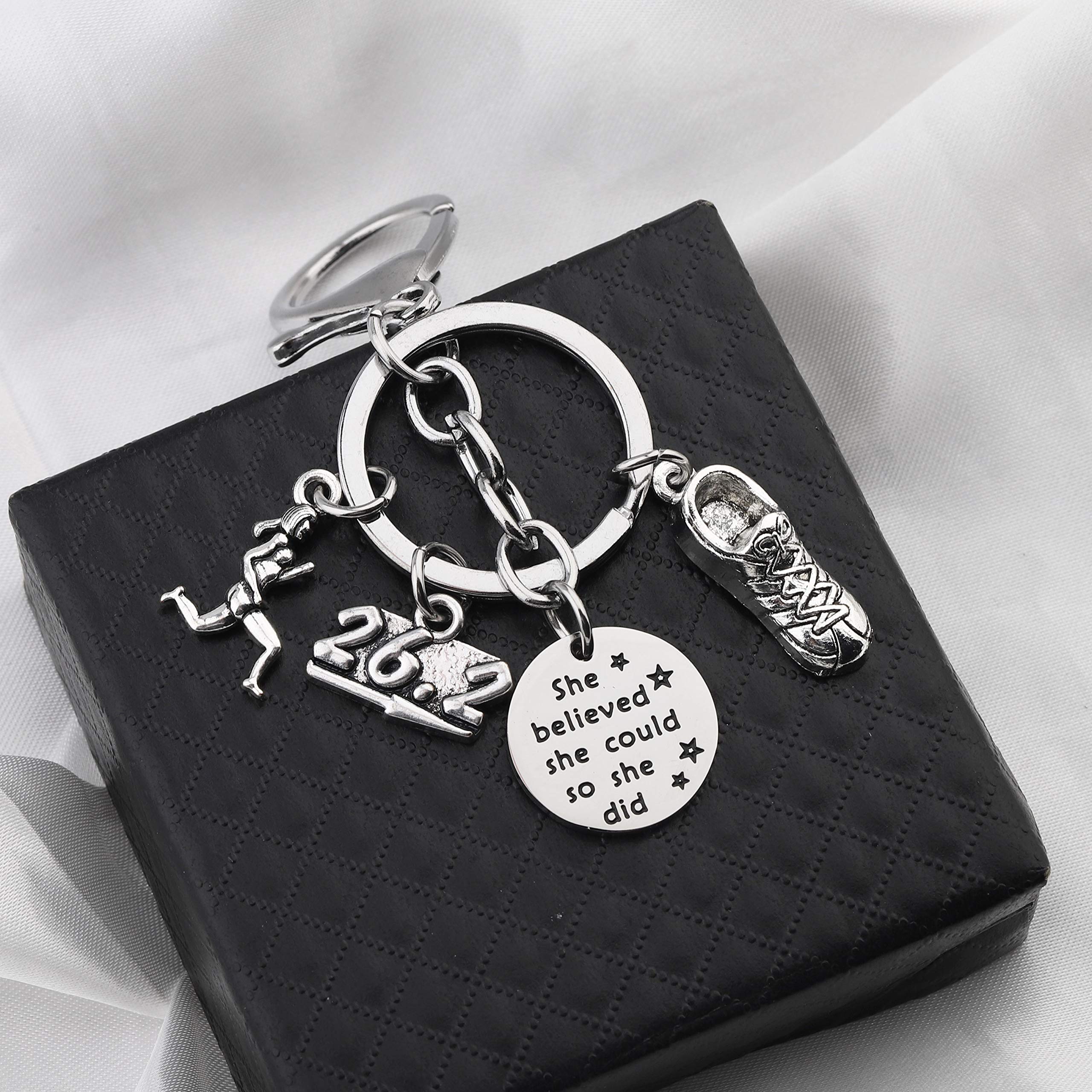 FUSTMW Runner Keychain - Marathon Jewelry Gift for Runners - Perfect for Race Day, Training Motivation & Finisher Rewards