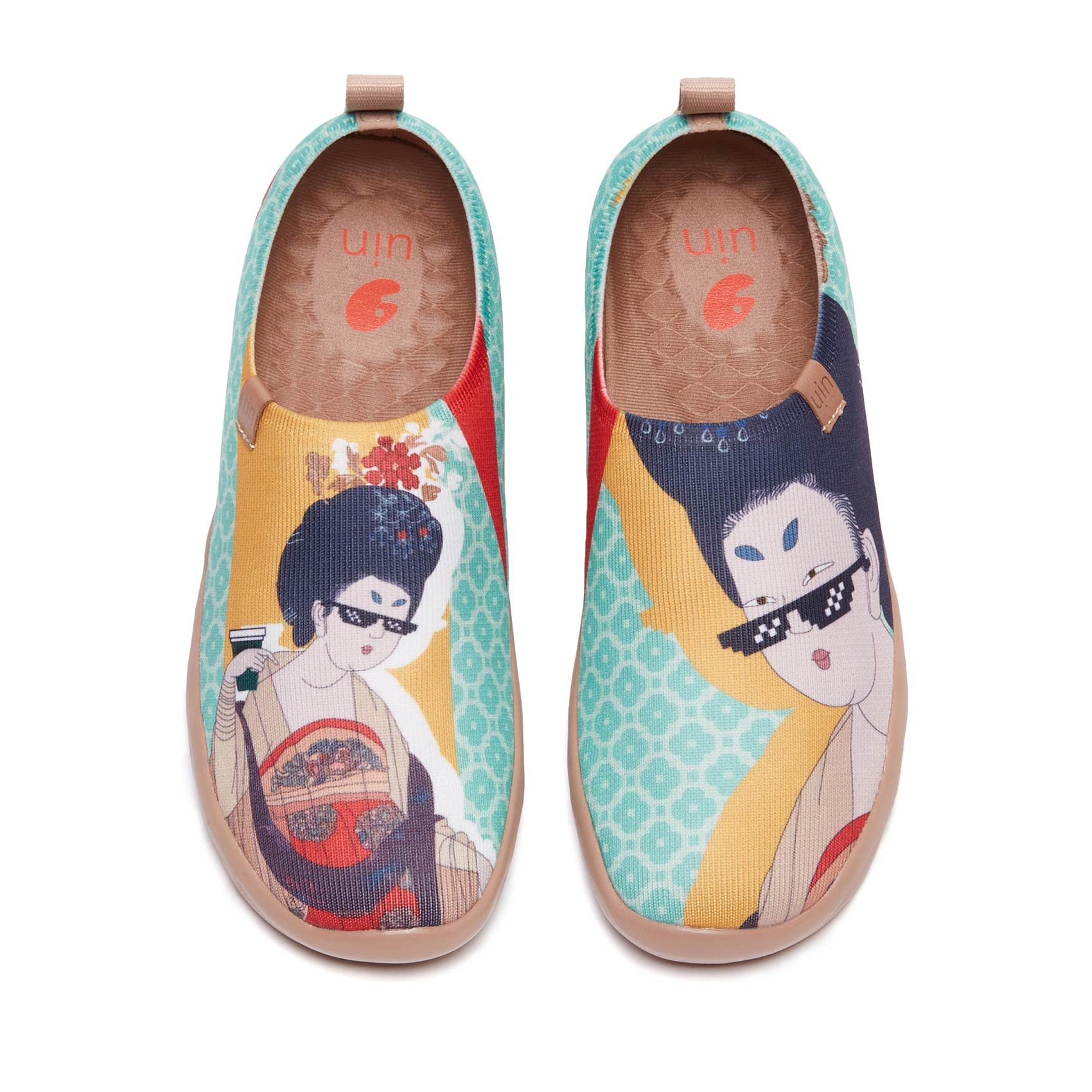 UIN Women's Slip-On Canvas Loafers - Lightweight Walking Shoes for Travel & Casual Wear | Comfortable Fashion Sneakers with Chinese Art Design | Perfect for Daily Commute, Weekend Outings & Sightseeing