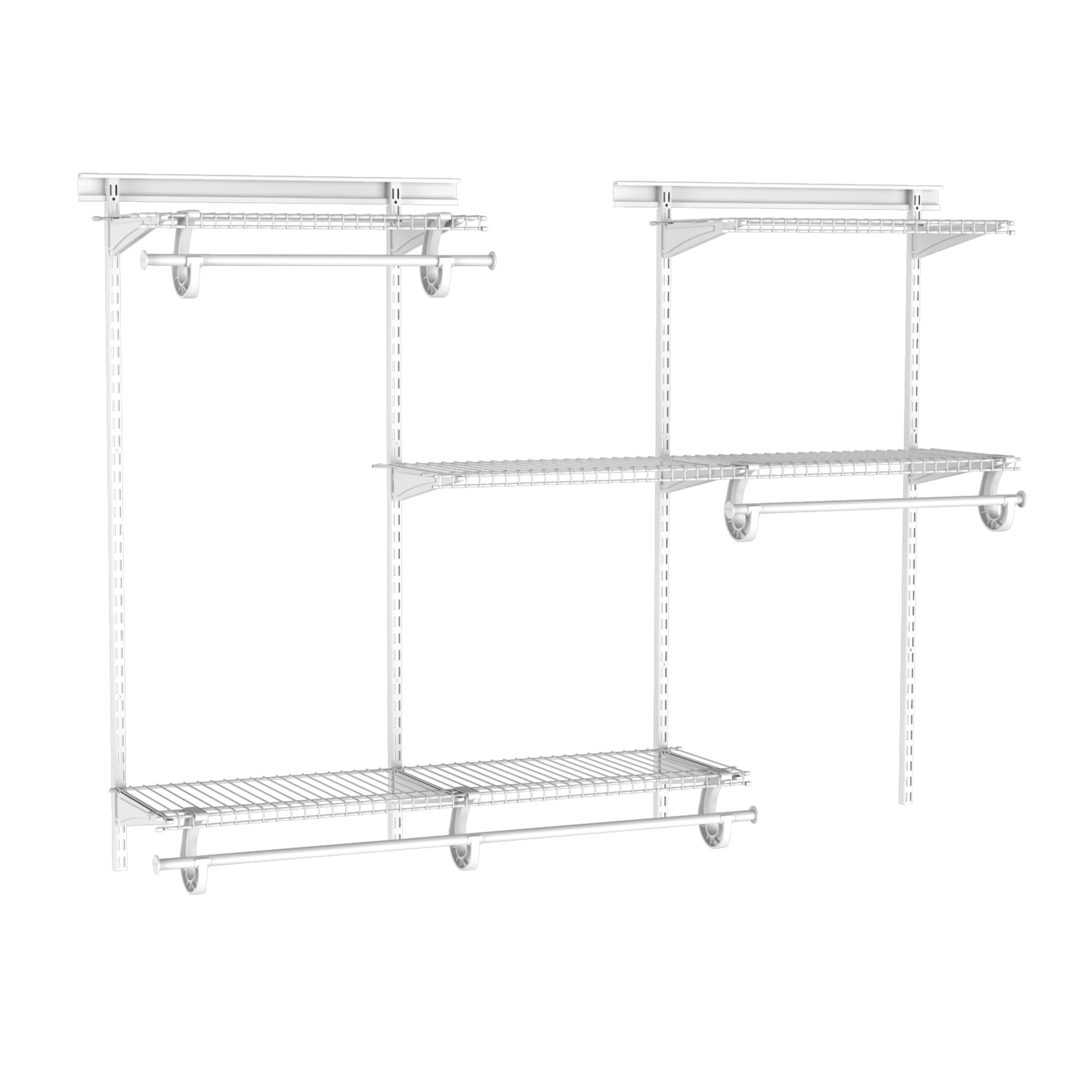 ClosetMaid Adjustable Wire Closet Organizer System 4-6 Feet with Shelves & Clothes Rods - Durable Steel Closet Storage Solution for Bedroom, Walk-in Closet or Pantry Organization (White)