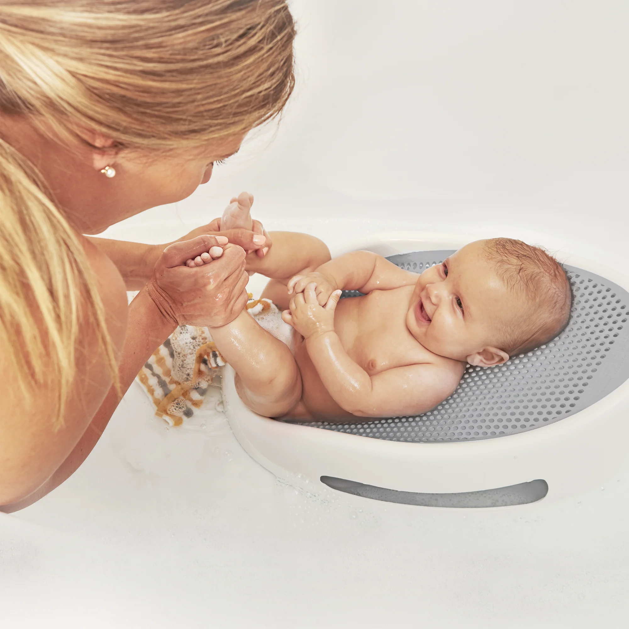Angel Care Baby Bath Support - Soft Grey Infant Bathtub Seat for Newborns & Toddlers | Safe & Comfortable Bathing Aid for Home Use