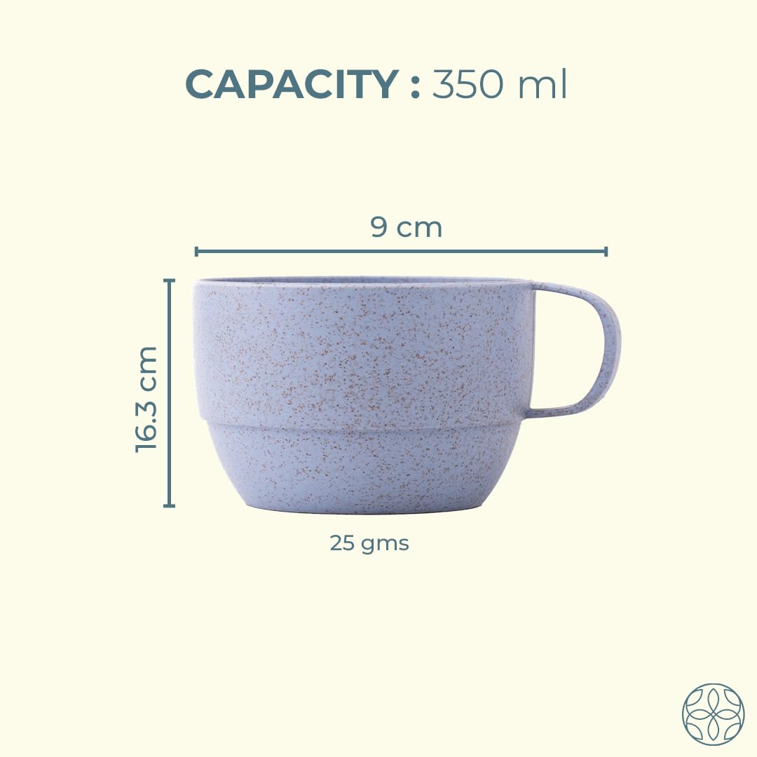 Irida Naturals Wheat Straw Coffee Mug - 100% BPA Free, Eco-Friendly & Microwave Safe Travel Mug for Hot & Cold Beverages - Unbreakable Reusable Cup for Kids & Adults - Perfect for Home, Office, Camping & Outdoor Use - 350ml (Sky Blue) - Set of 1