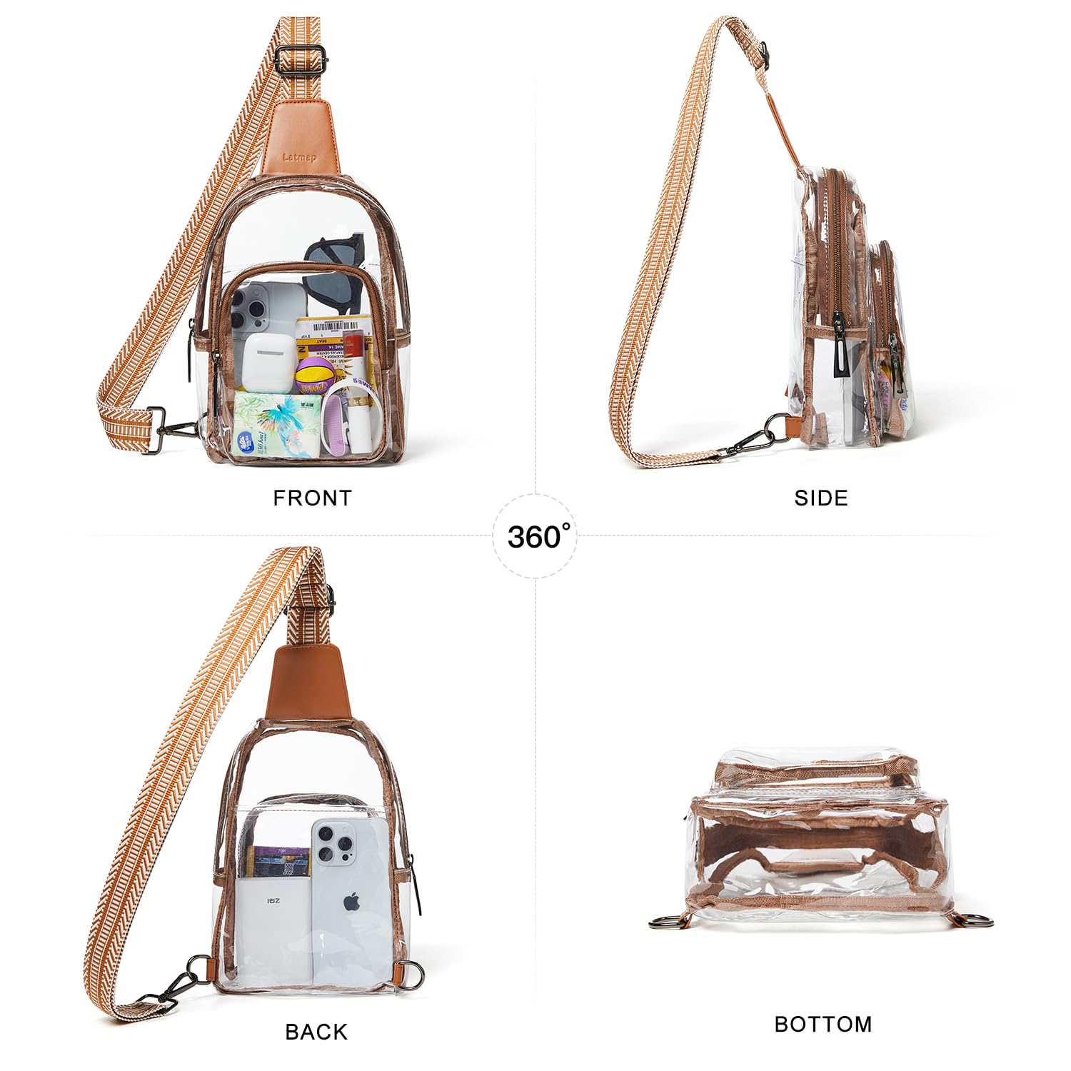 Clear Stadium Bag for Women - Transparent Crossbody Purse for Concerts, Sports Events & Festivals | Perfect for Security Checks & Hands-Free Convenience