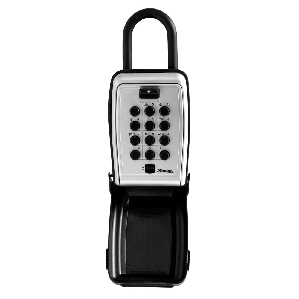 Master Lock 5422D Portable Push Button Lock Box - Set Your Own Combination, Holds 5 Keys, Black (4 Pack) - Ideal for Home, Office, Vacation Rental & Storage Security