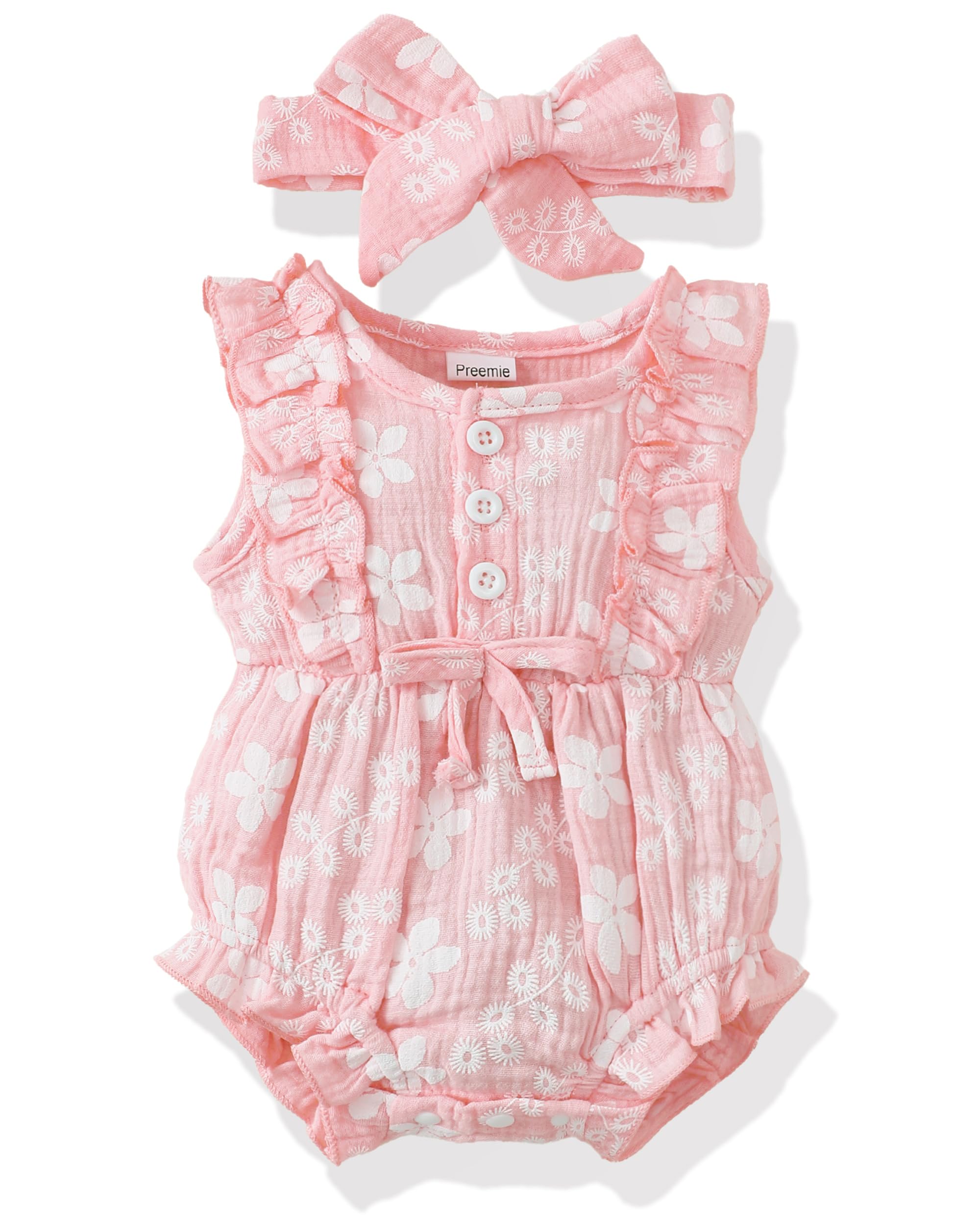 Renotemy Newborn Baby Girl Romper - Soft Cotton Summer Jumpsuit with Short Sleeves | Cute Infant Outfit for Playtime, Photo Shoots & Daily Wear