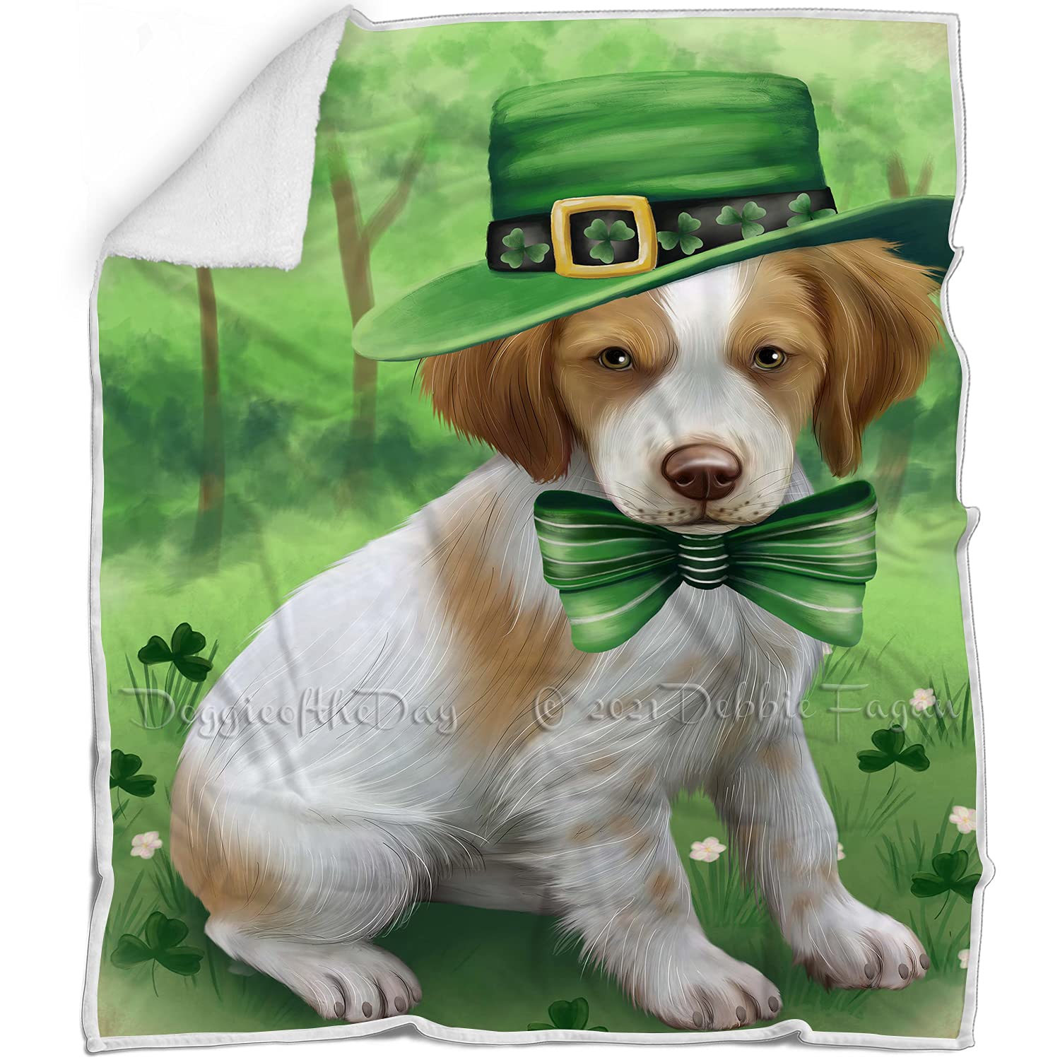 St. Patrick's Day Irish Brittany Spaniel Dog Blanket - Lightweight Soft Cozy Pet Blanket for Dogs & Cats - Durable Woven Throw for Sofa, Bed, Couch (50x60 Inches) - Perfect for Holiday Decor, Pet Napping & Home Comfort