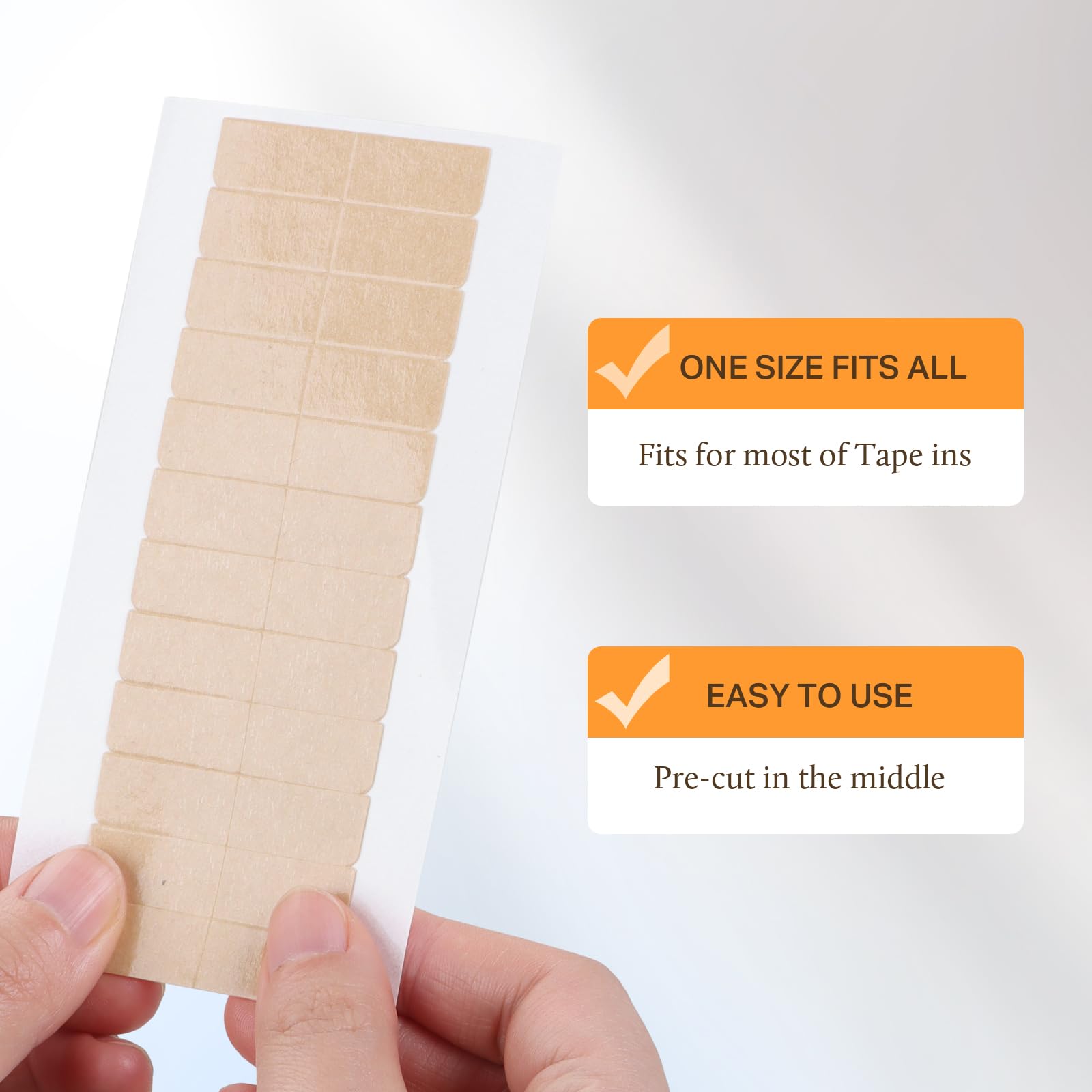 DOORES Hair Extension Tape Tabs - 72pcs Double Sided Invisible Adhesive Strips for Seamless Hair Extensions | No Residue, Transparent, 4 x 0.8 cm (1.57 x 0.31 inch) | Perfect for Daily Wear, Special Occasions & Salon Use
