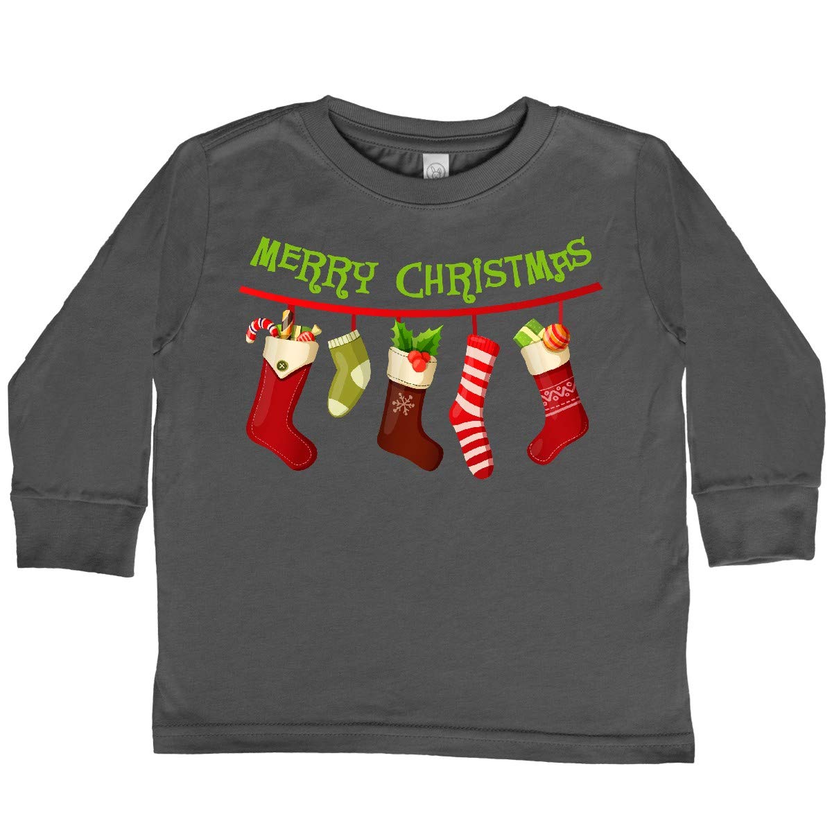 Inktastic Christmas Stockings Toddler Long Sleeve T-Shirt - Holiday Outfit for Kids, Festive Toddler Apparel, Cute Christmas Gift for Boys & Girls - Perfect for Family Photos, Holiday Parties & Seasonal Celebrations