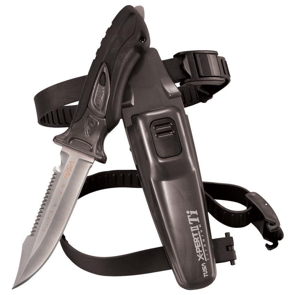Tusa X-Pert II Titanium Dive Knife - Professional Scuba Diving Gear for Underwater Safety & Cutting Ropes | Perfect for Spearfishing, Snorkeling & Marine Adventures