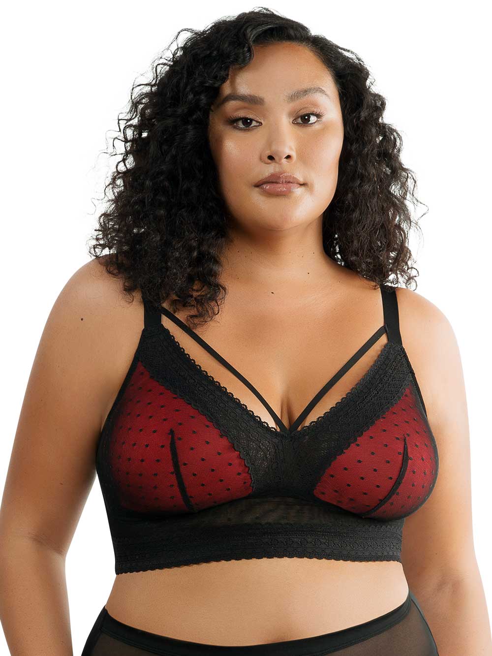 Parfait Mia Dot Wire-Free Padded Mesh Bralette - Comfortable Seamless Underwire Bra for Women, Black | Perfect for Yoga, Lounge & Everyday Wear