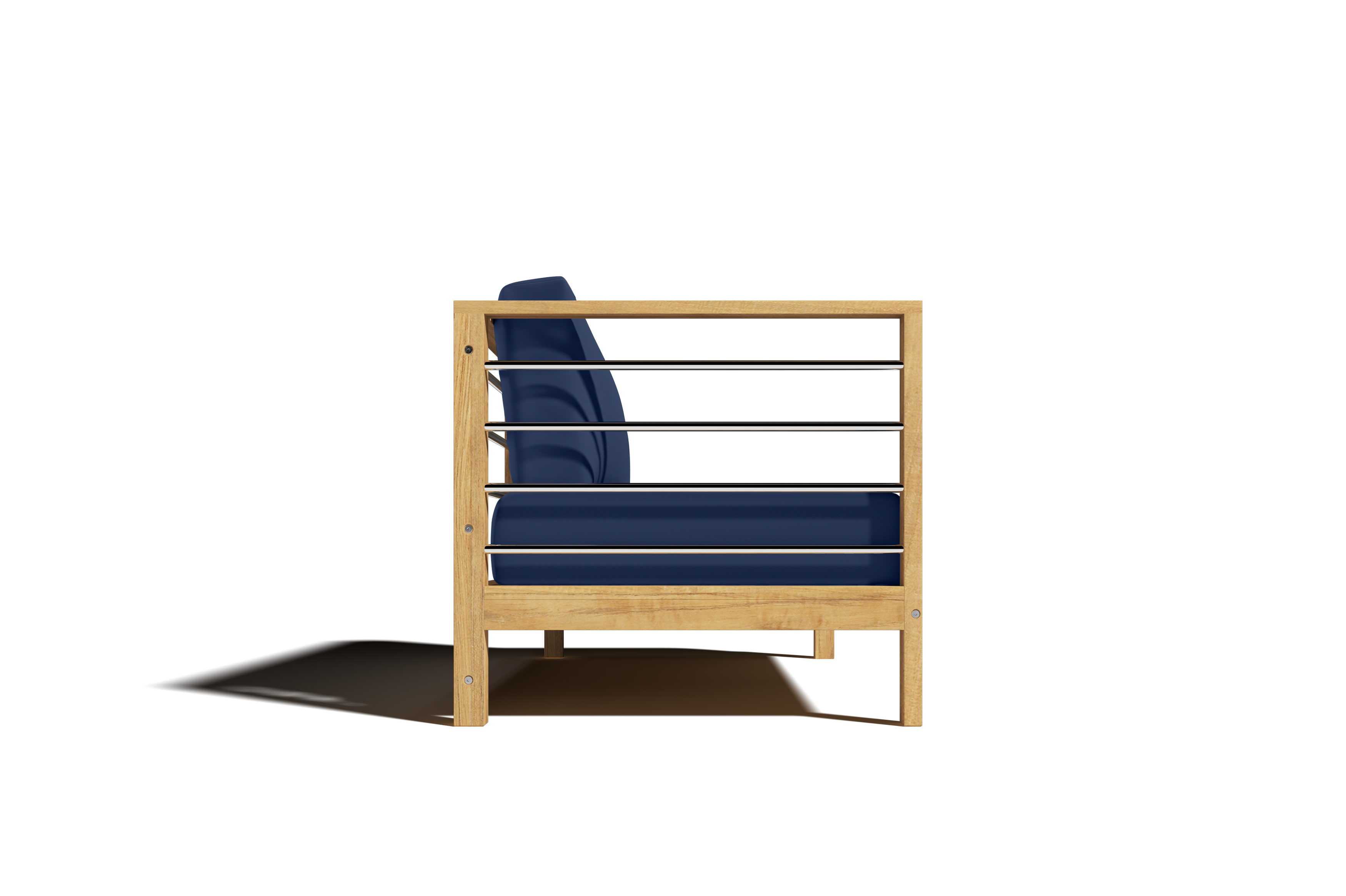 Premium 7-Piece Teak Outdoor Sectional Deep Seating Set with Sunbrella Navy Cushions - Waterproof & Durable Patio Furniture for Backyard, Poolside & Garden Relaxation