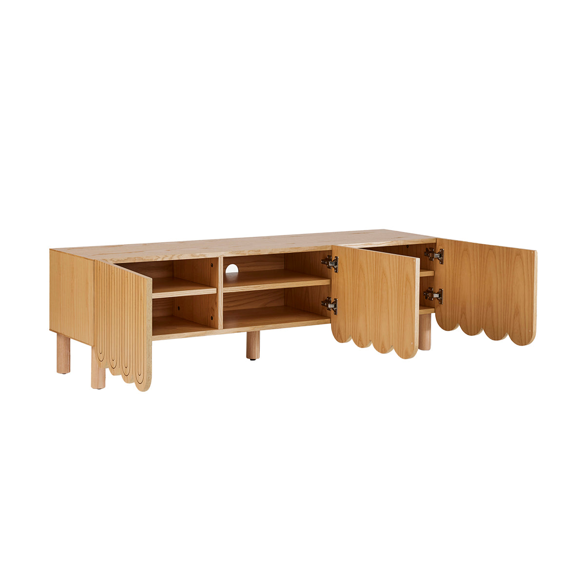 Dune Rise Three Door TV Stand Entertainment Center - Modern Media Console for Living Room, Bedroom & Home Theater