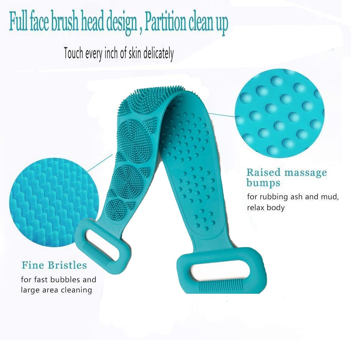 Exfoliating Silicone Body Scrubber Belt - Dual-Sided Shower Scrubber for Deep Cleansing, Dead Skin Removal & Foot Care | Waterproof Bath Brush for Spa, Pedicure & Full Body Exfoliation | Perfect for Shower, Bath & Travel Use