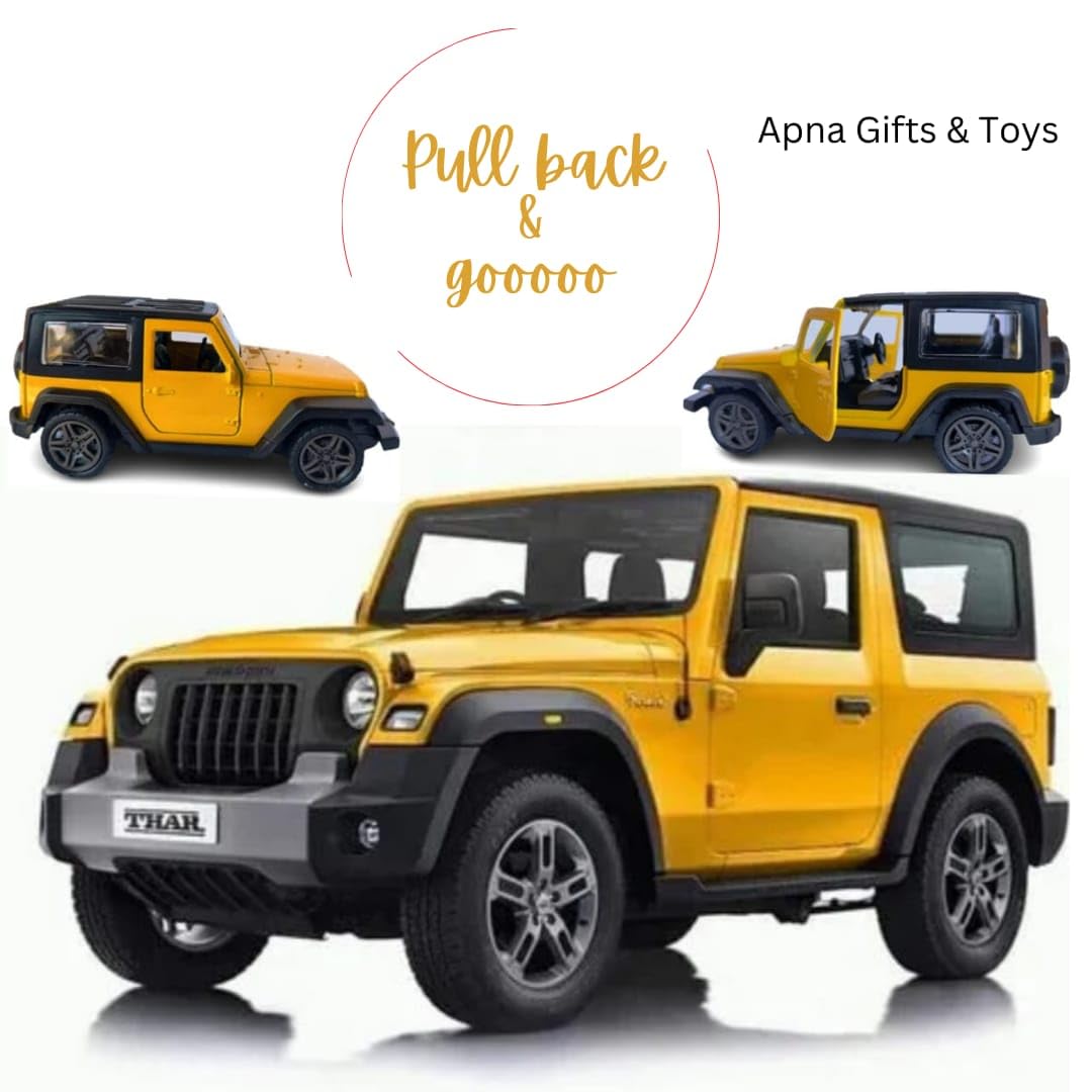 COLLEN ARRAY Thar Diecast Metal Car Toy with Pull Back Action - Miniature Model of Real Thar (Random Color, Pack of 1) - Perfect for Kids Playtime, Collectors Display & Gift Giving