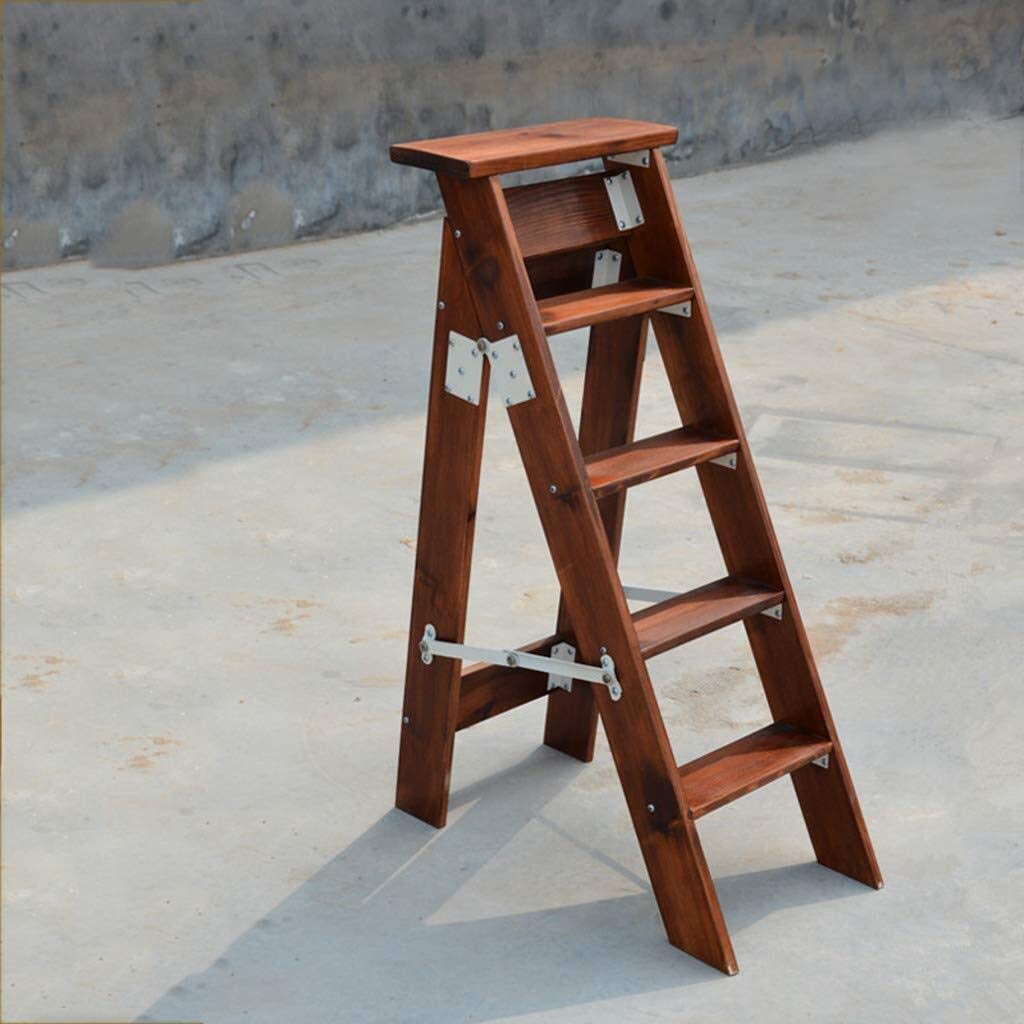 5-Step Wooden Folding Step Stool for Home - Multifunctional Ladder Stool with Storage Shelf | Indoor Use for Kitchen, Bathroom, Closet & Kids' Safety