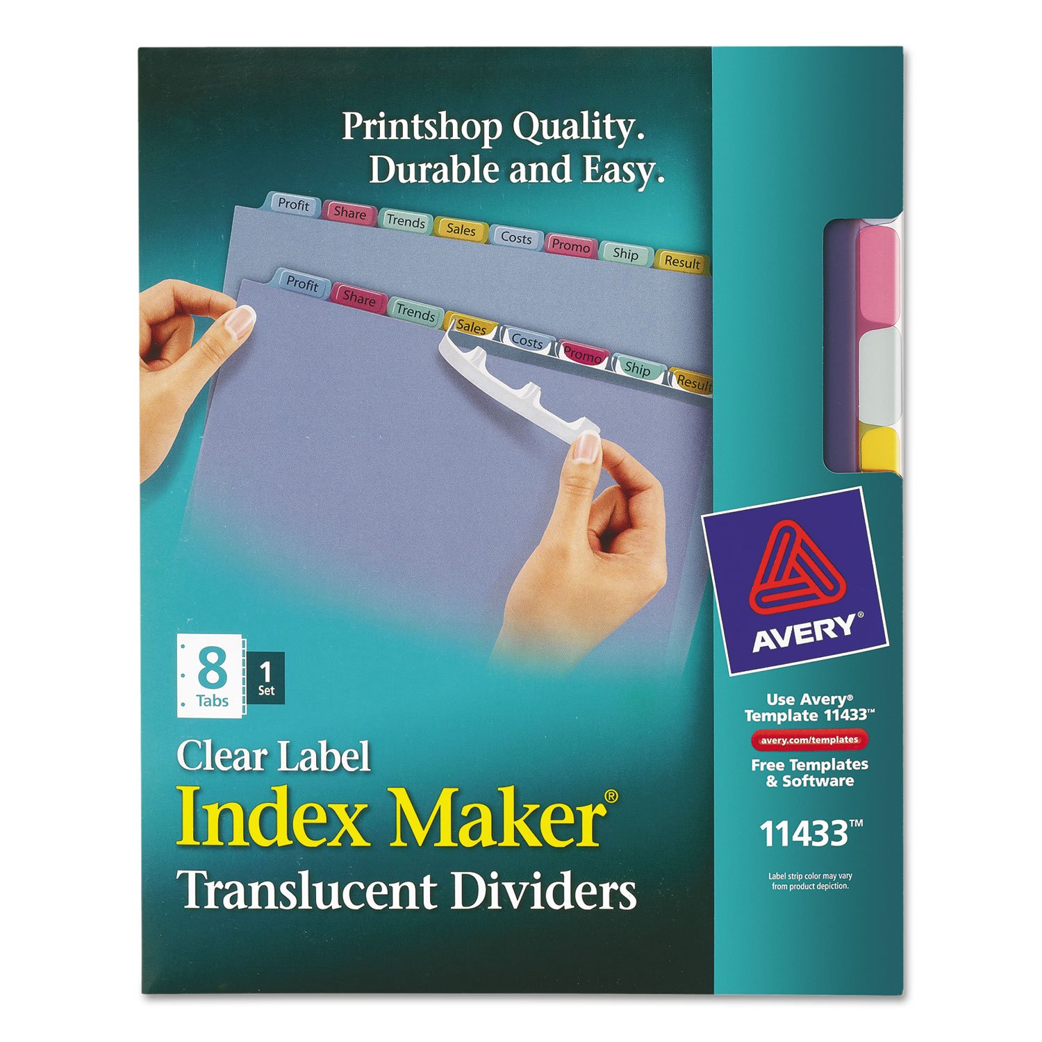 Avery 11433 Clear Plastic Dividers with 8-Tab Index Maker - Print & Apply Letter Size Labels for Office Organization, Filing Systems & Document Management