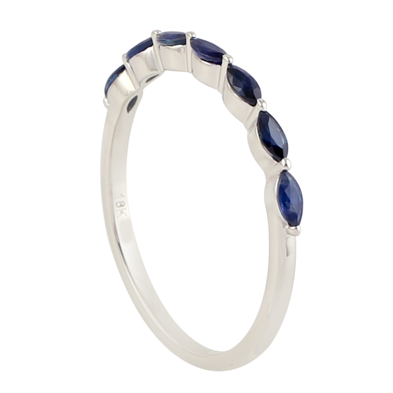 Blue Sapphire September Birthstone Thin Band Ring in 14K White Gold - Elegant Jewelry for Birthdays, Anniversaries & Special Occasions
