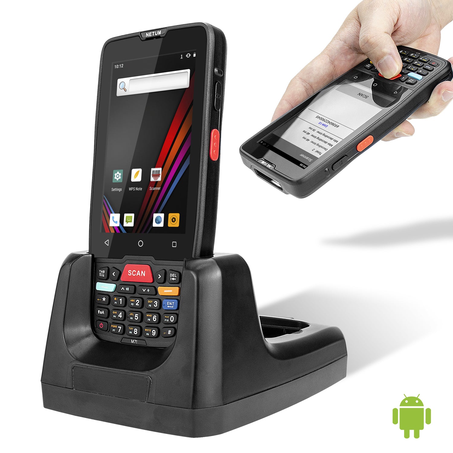 Netum D7100 Portable Android PDA Terminal - 2D Barcode Scanner, Touch Screen, WiFi, 4G & GPS - Ideal for Retail, Warehouse & Logistics Inventory Management