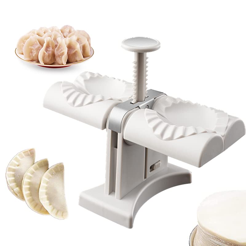 Stainless Steel Double Head Automatic Dumpling Maker Machine - 2022 New Dumpling Press Mold & Wrapper Tool for Home, Kitchen & Restaurant | Perfect for Making Homemade Dumplings, Potstickers & Asian Cuisine